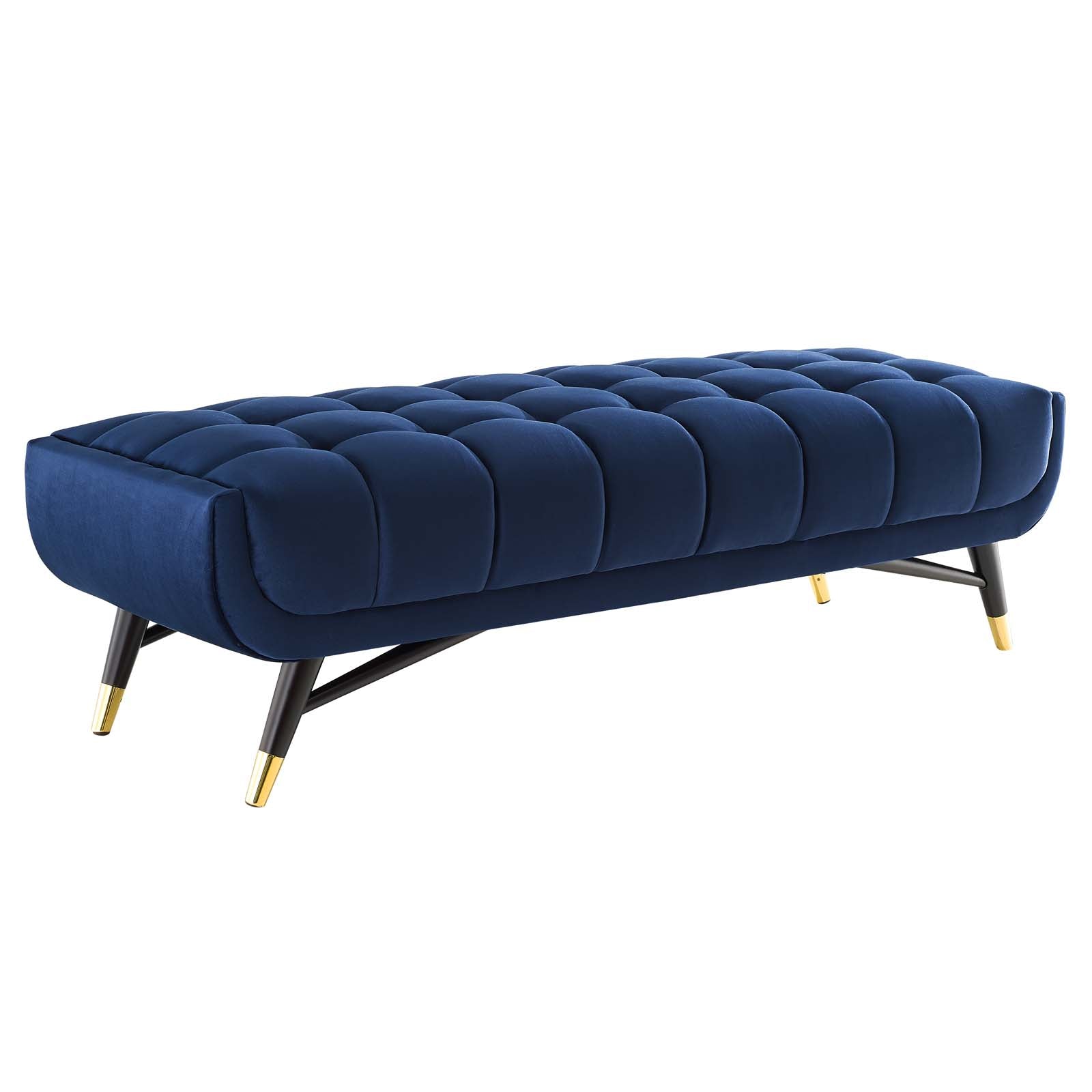 Modway Benches - Adept 60" Performance Velvet Bench Midnight Blue