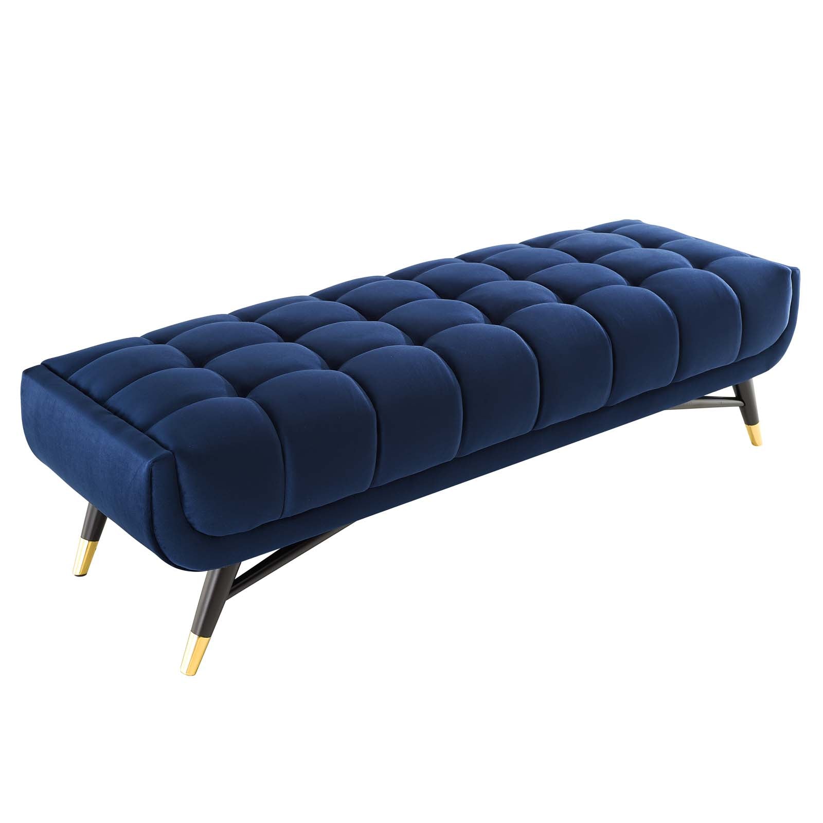 Modway Benches - Adept 60" Performance Velvet Bench Midnight Blue