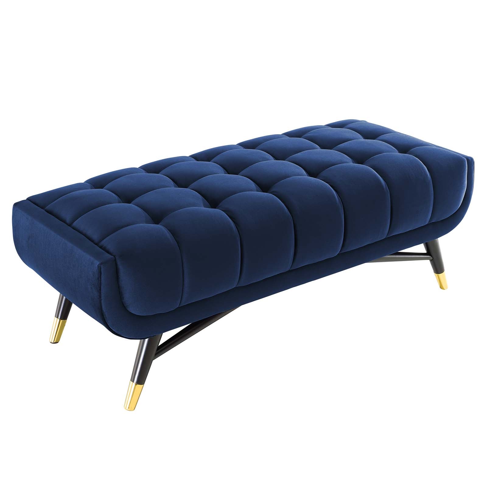 Modway Benches - Adept 47.5" Performance Velvet Bench Midnight Blue