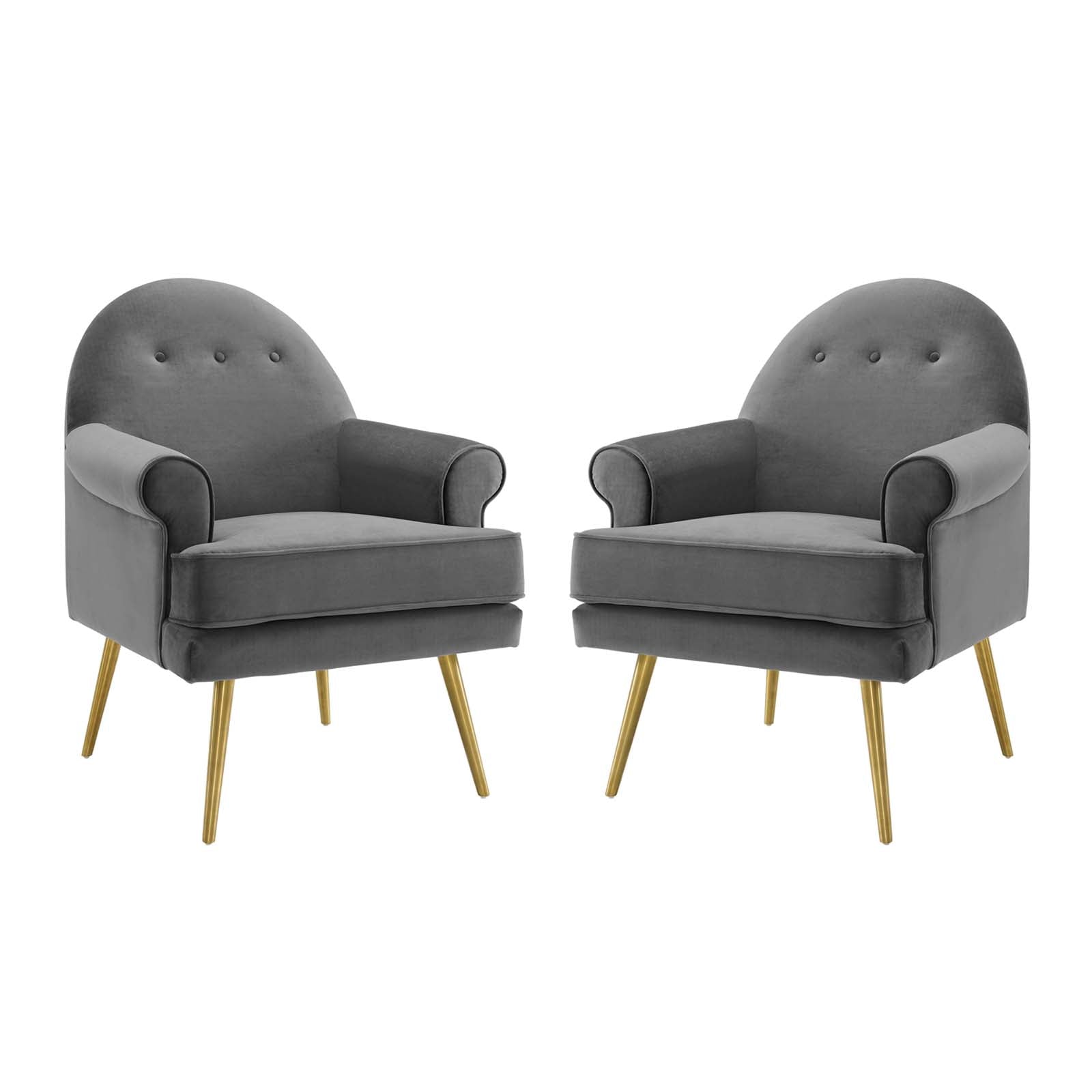Modway Chairs - Revive Armchair Performance Velvet Gray ( Set of 2 )
