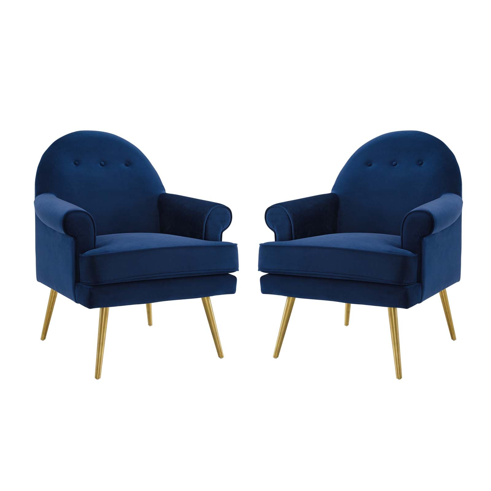 Modway Chairs - Revive Armchair Performance Velvet Navy ( Set of 2 )