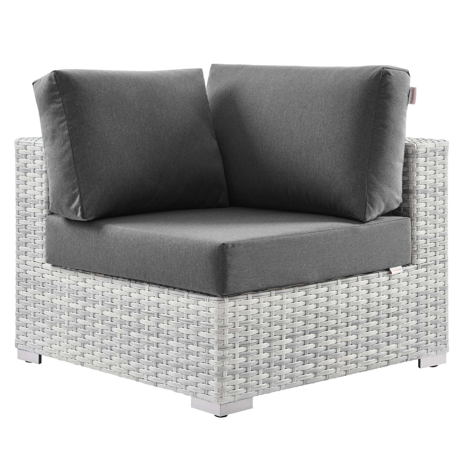Modway Outdoor Chairs - Convene Outdoor Patio Corner Chair Light Gray Charcoal