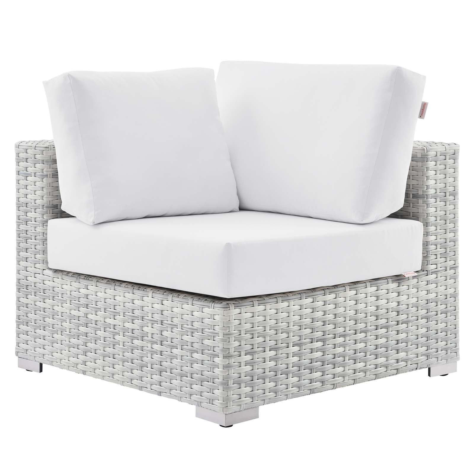 Modway Outdoor Chairs - Convene Outdoor Patio Corner Chair Light Gray White