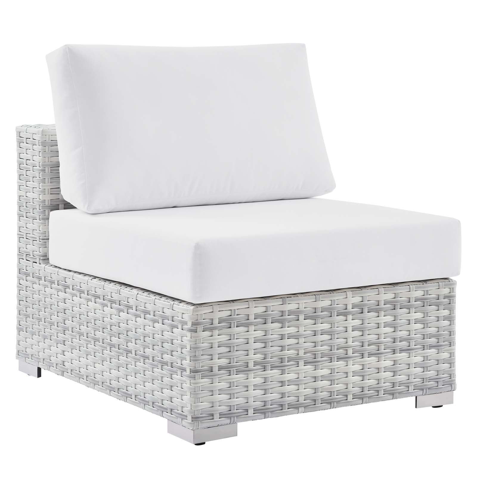 Modway Outdoor Chairs - Convene Outdoor Patio Armless Chair Light Gray White