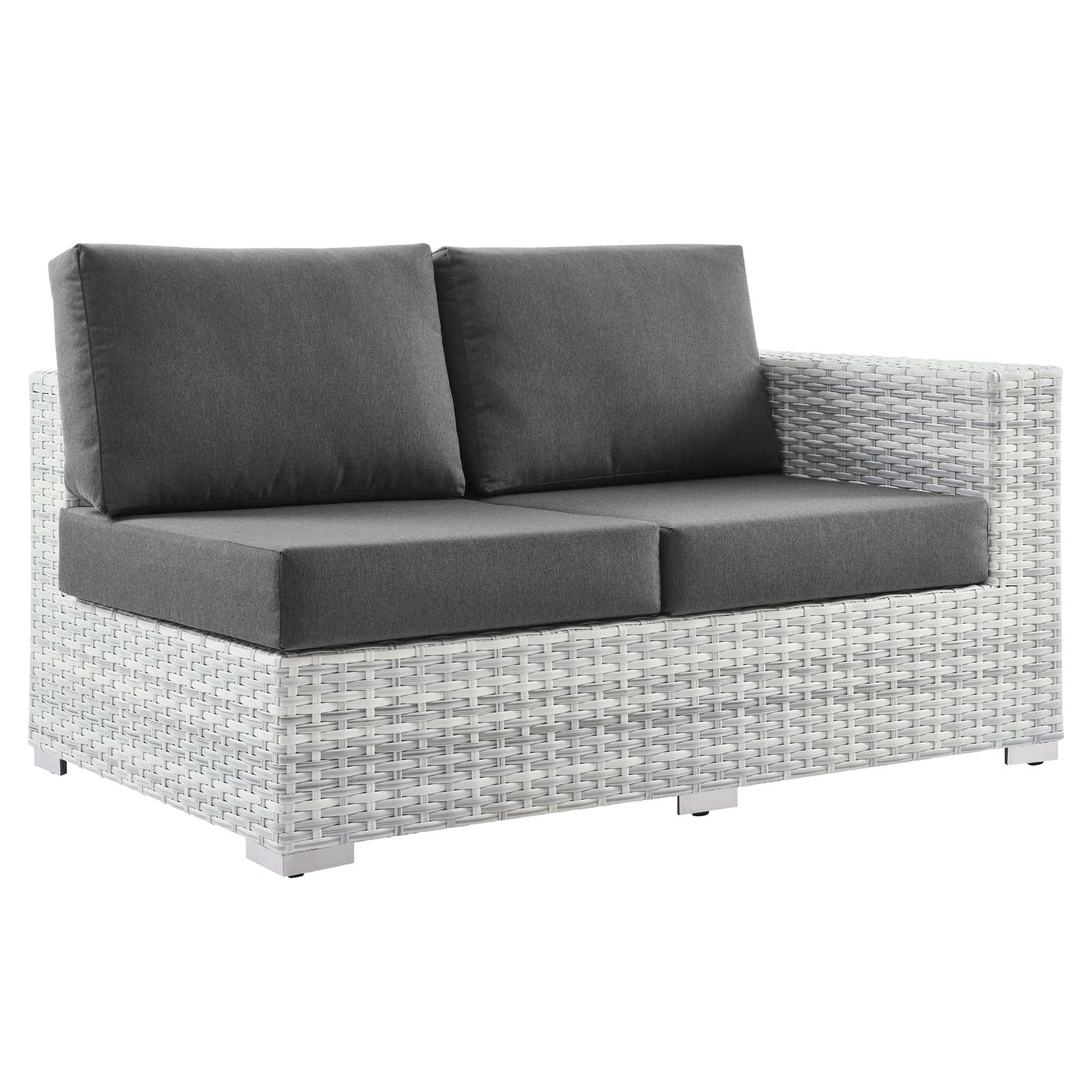 Modway Outdoor Sofas - Convene Outdoor Patio Right-Arm Loveseat Light Gray Charcoal