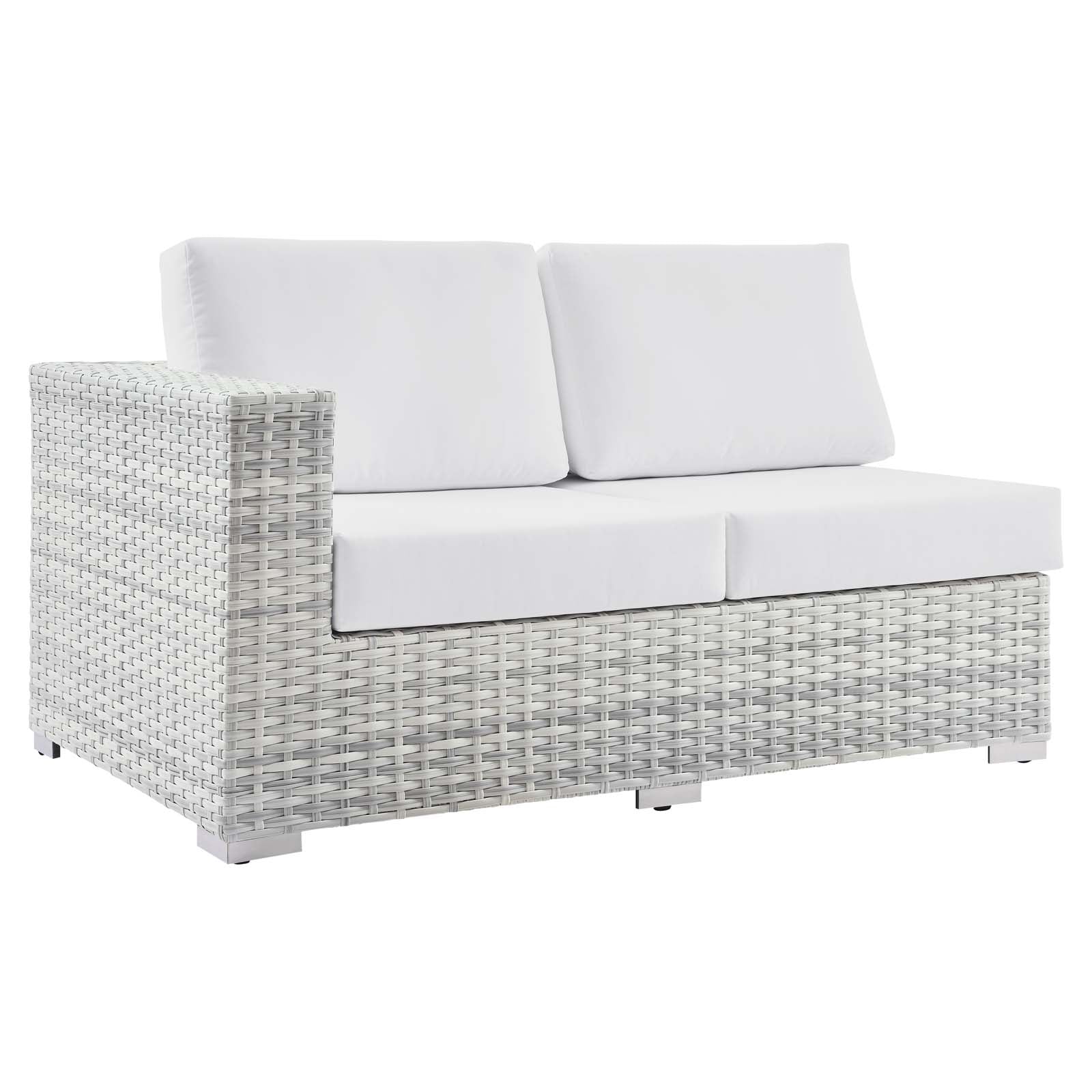 Modway Outdoor Sofas - Convene Outdoor Patio Left-Arm Loveseat Light Gray White