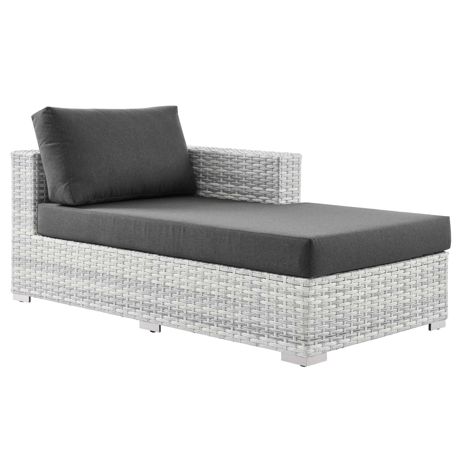 Modway Outdoor Sofas - Convene Outdoor Patio Right Chaise Light Gray Charcoal