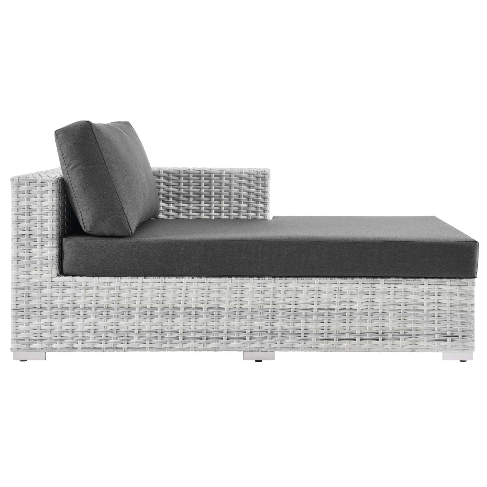 Modway Outdoor Sofas - Convene Outdoor Patio Right Chaise Light Gray Charcoal