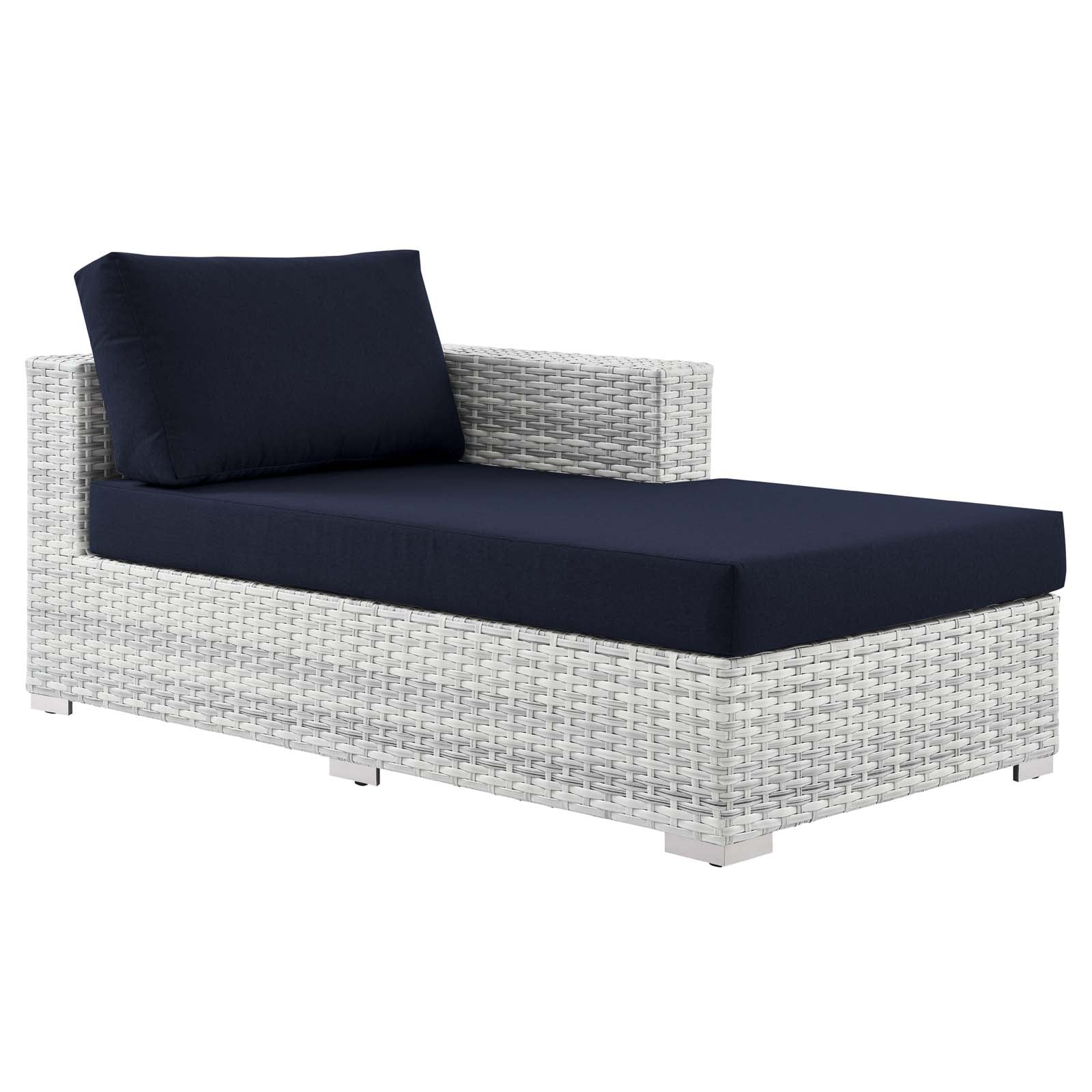 Modway Outdoor Sofas - Convene Outdoor Patio Right Chaise Light Gray Navy