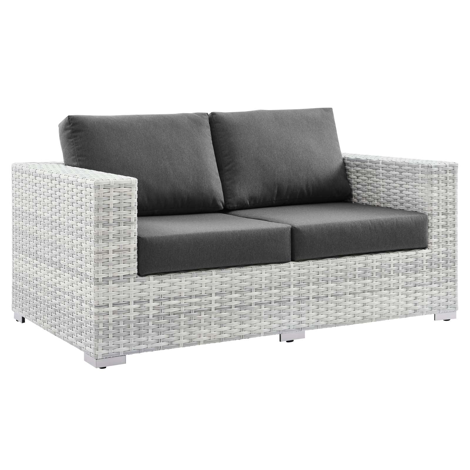 Modway Outdoor Sofas - Convene Outdoor Patio Loveseat Light Gray Charcoal