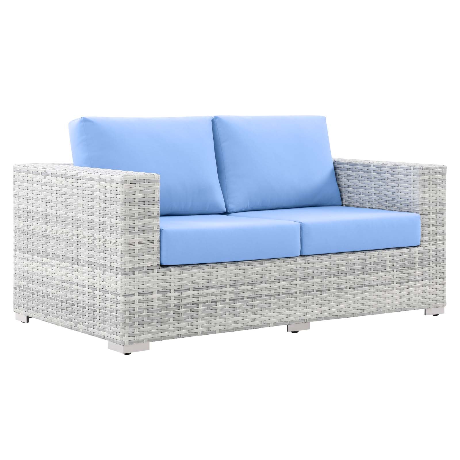 Modway Outdoor Sofas - Convene Outdoor Patio Loveseat Light Gray Light Blue