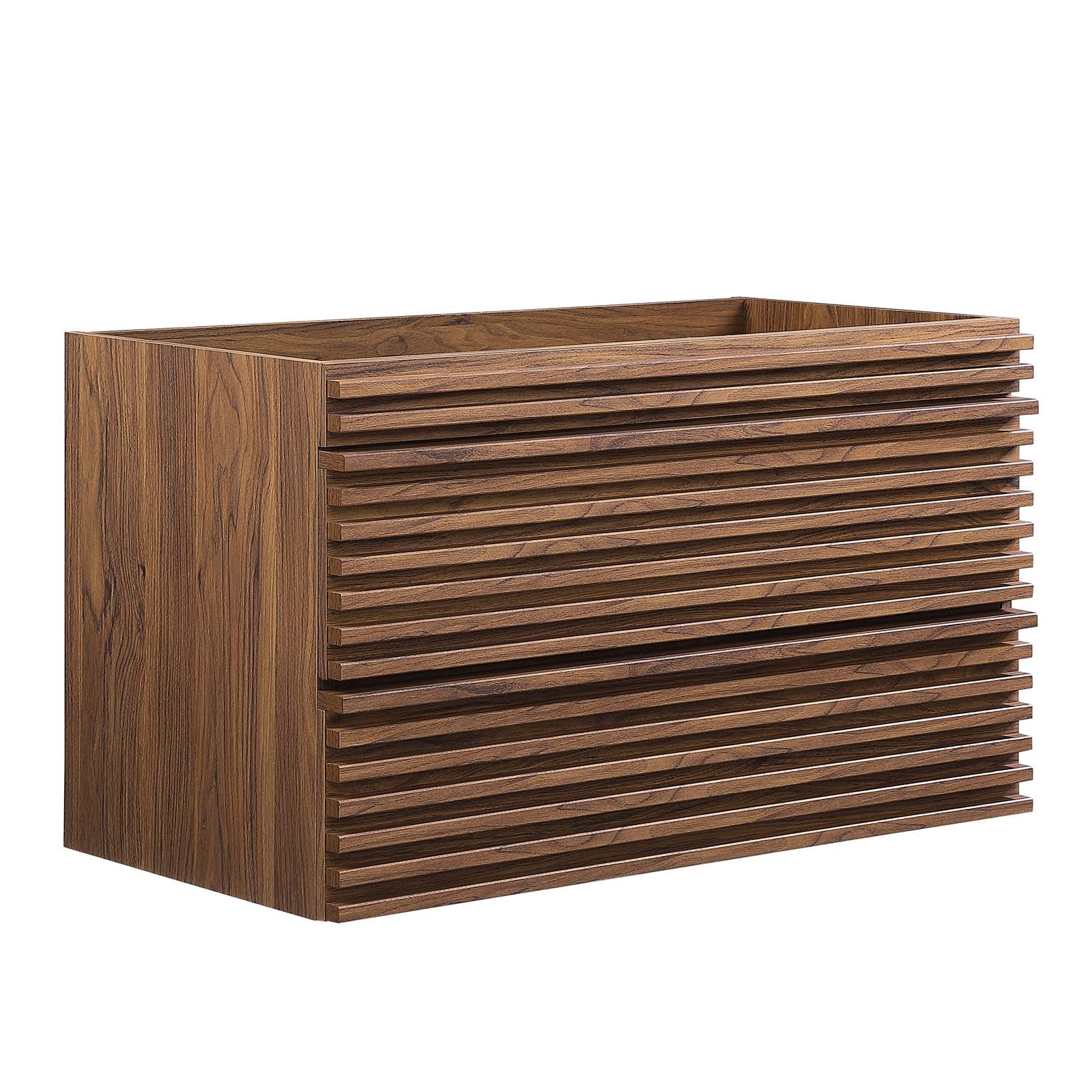 Modway Bathroom Vanity - Render-36"-Wall-Mount-Bathroom-Vanity-Cabinet-(Sink-Basin-Not-Included)-Walnut
