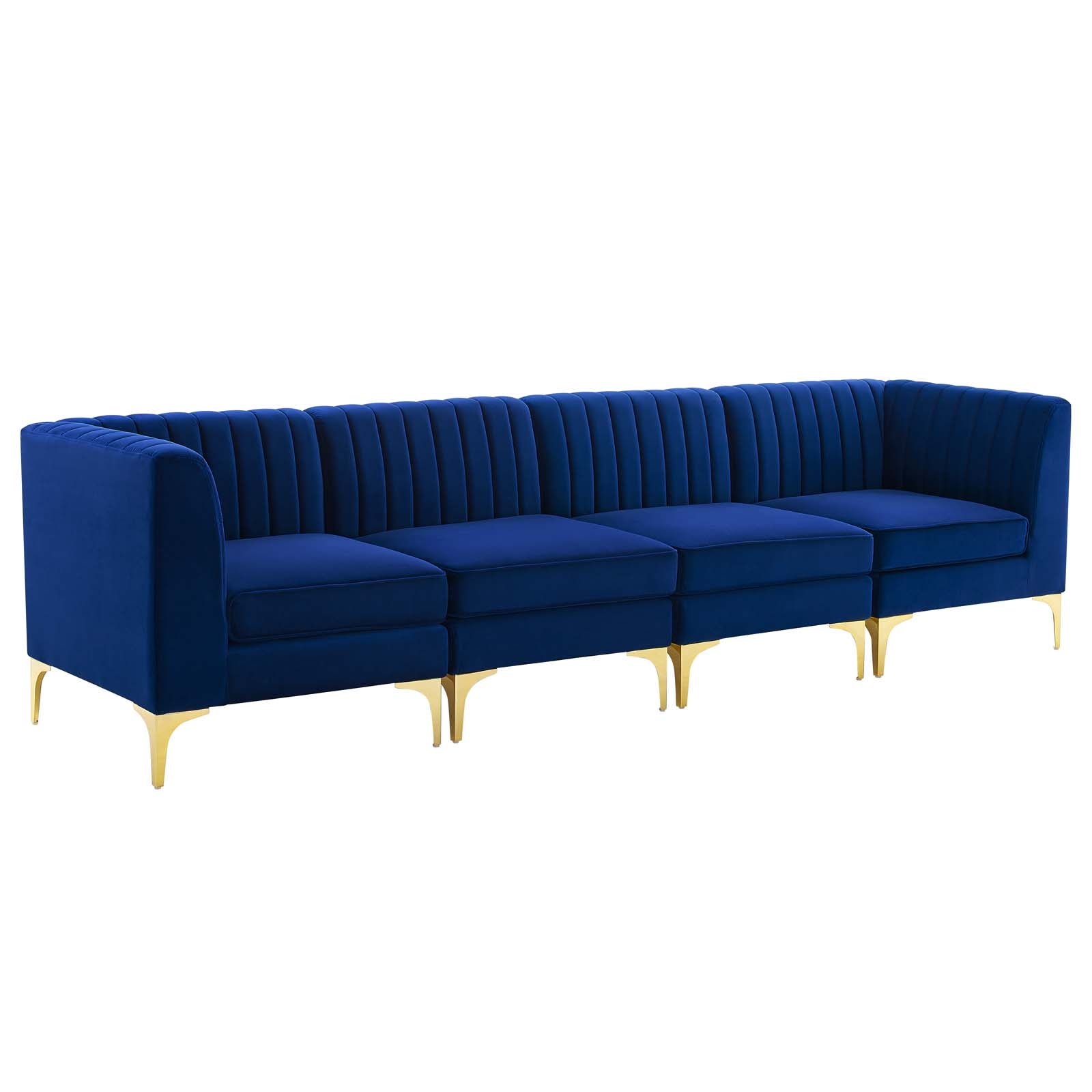 Modway Sofas & Couches - Triumph Channel Tufted Performance Velvet 4-Seater Sofa Navy