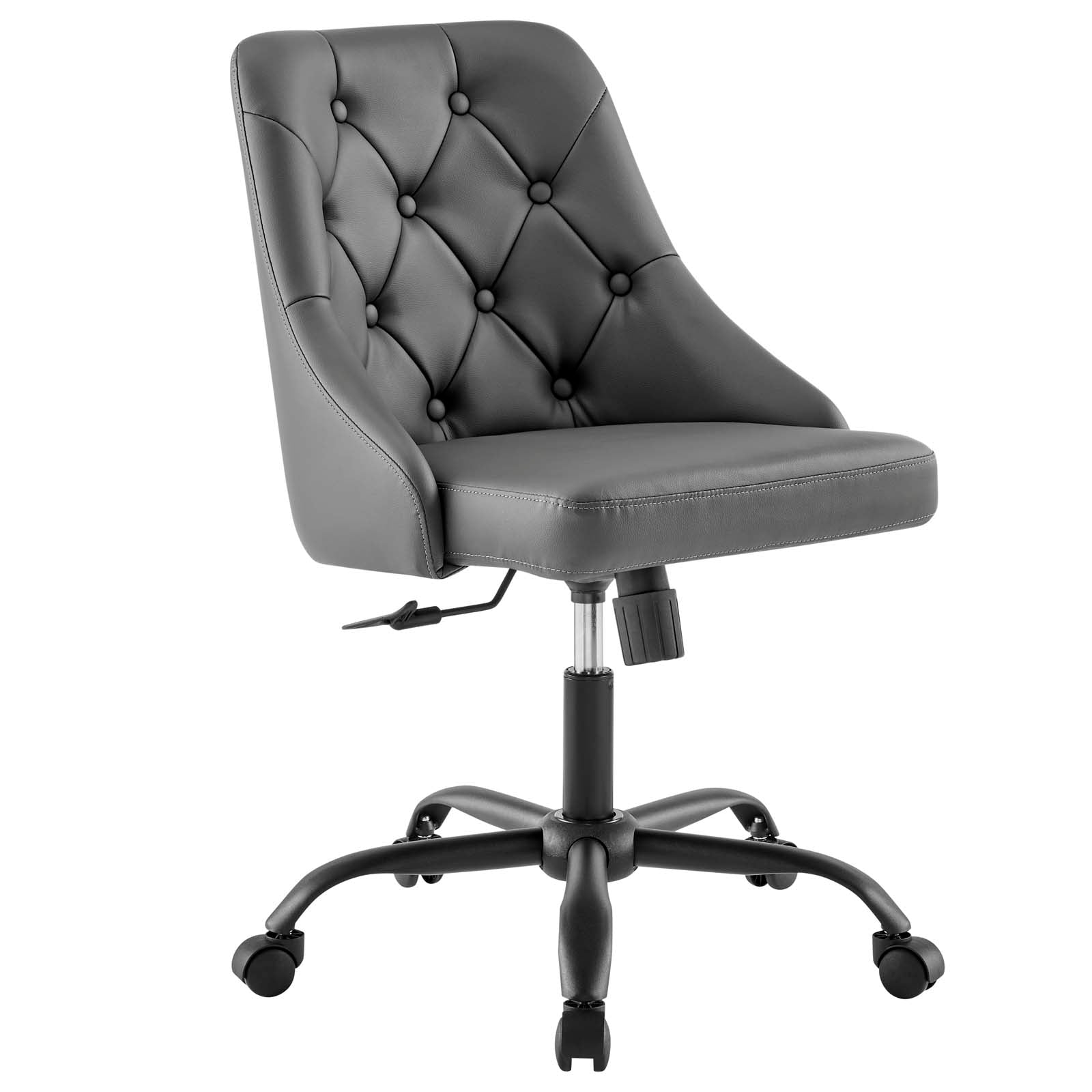 Modway Task Chairs - Distinct Tufted Swivel Vegan Leather Office Chair Black Gray