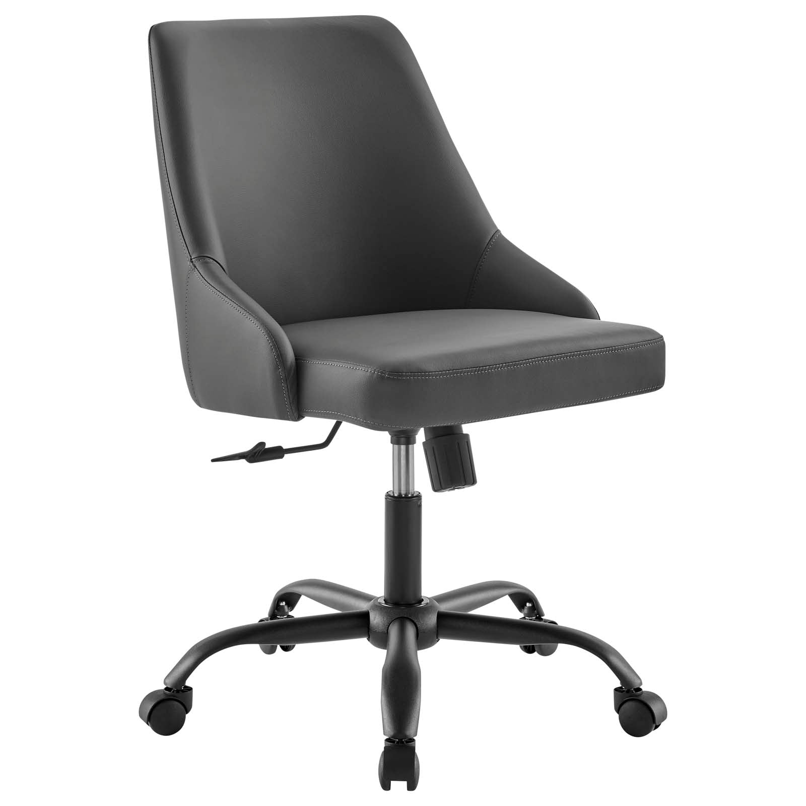 Modway Task Chairs - Designate Swivel Vegan Leather Office Chair Black Gray