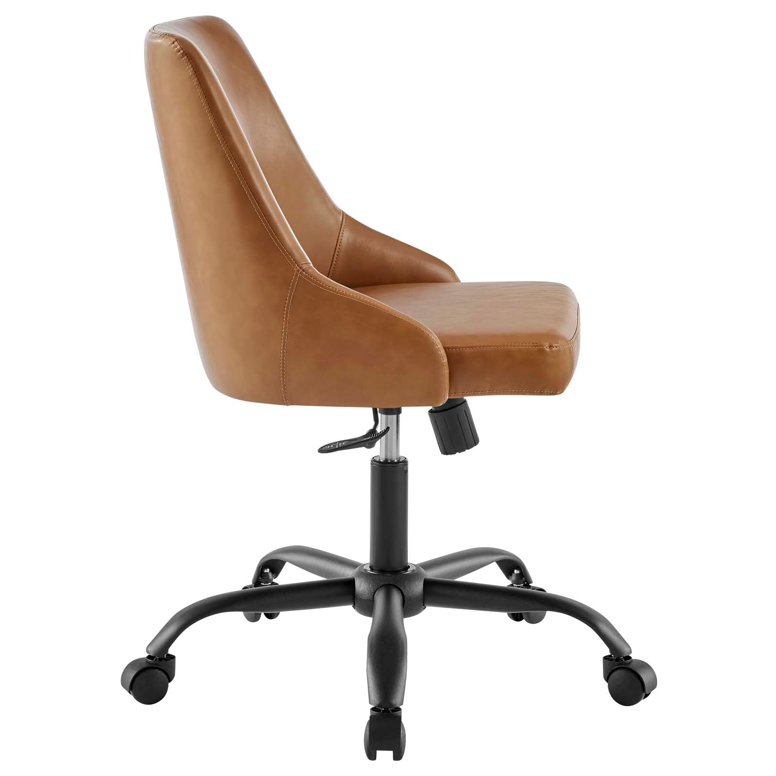 Modway Task Chairs - Designate Swivel Vegan Leather Office Chair Black Tan