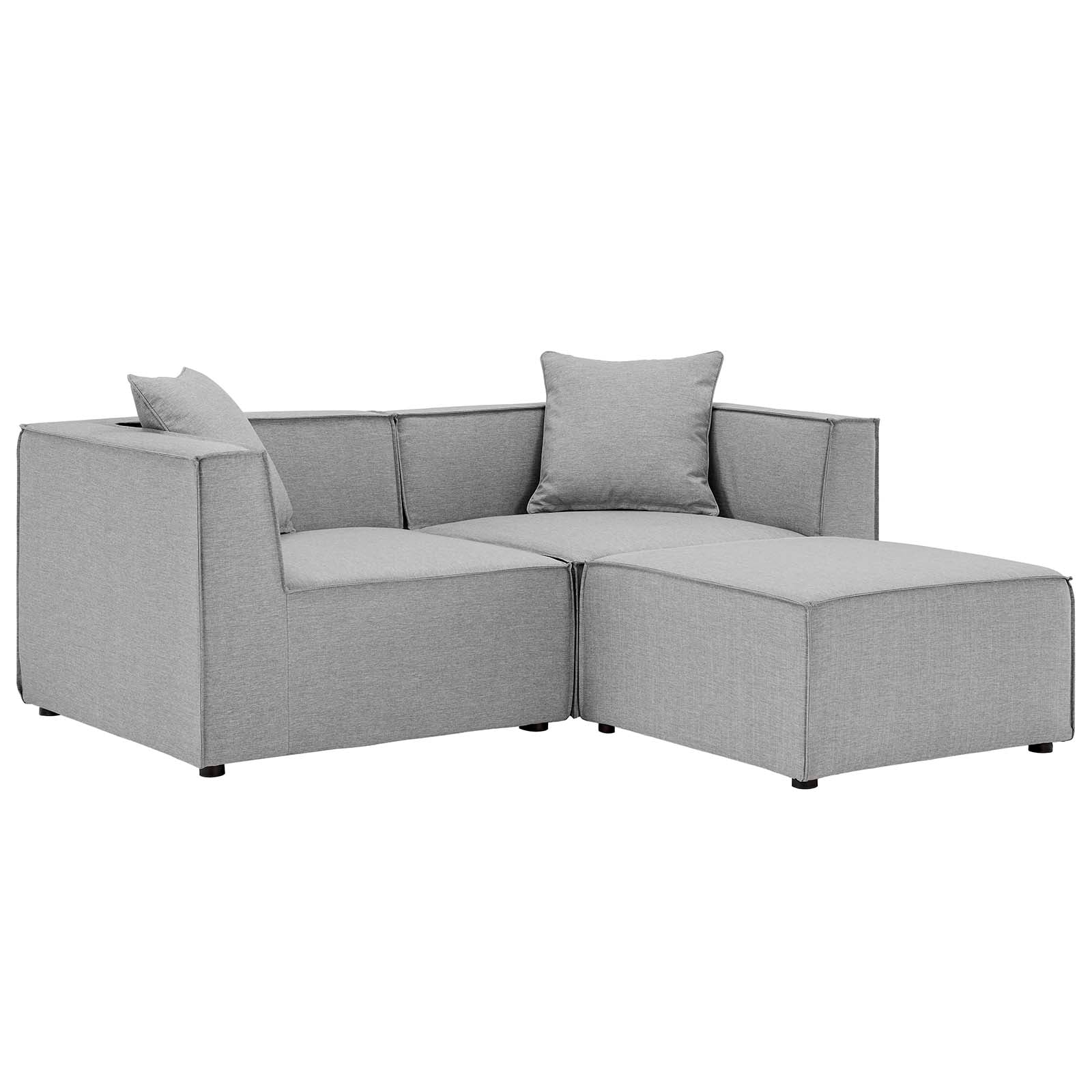 Modway Outdoor Conversation Sets - Saybrook Outdoor Patio Upholstered Loveseat and Ottoman Set Gray