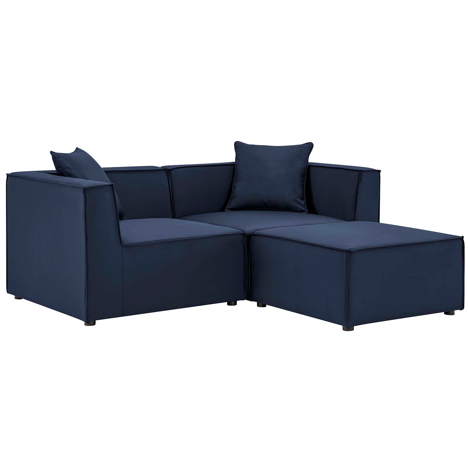 Modway Outdoor Conversation Sets - Saybrook Outdoor Patio Upholstered Loveseat and Ottoman Set Navy