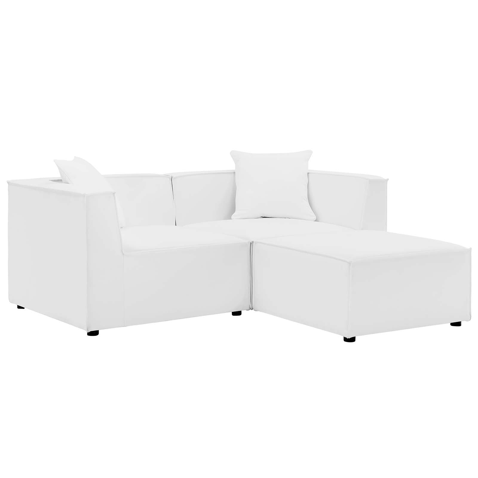 Modway Outdoor Sofas - Saybrook Outdoor Patio Upholstered Loveseat and Ottoman Set White
