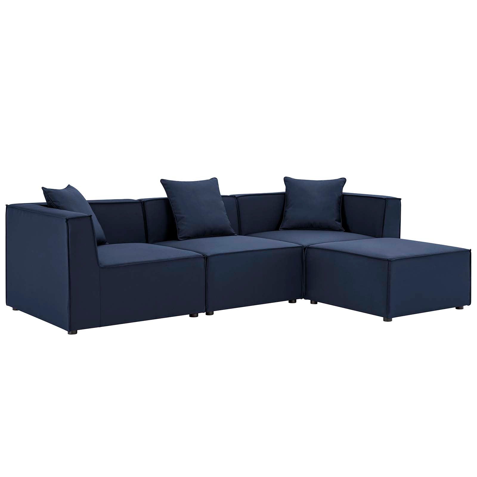 Modway Outdoor Sofas - Saybrook 103.5" Outdoor Patio Upholstered 4-Piece Sectional Sofa Navy