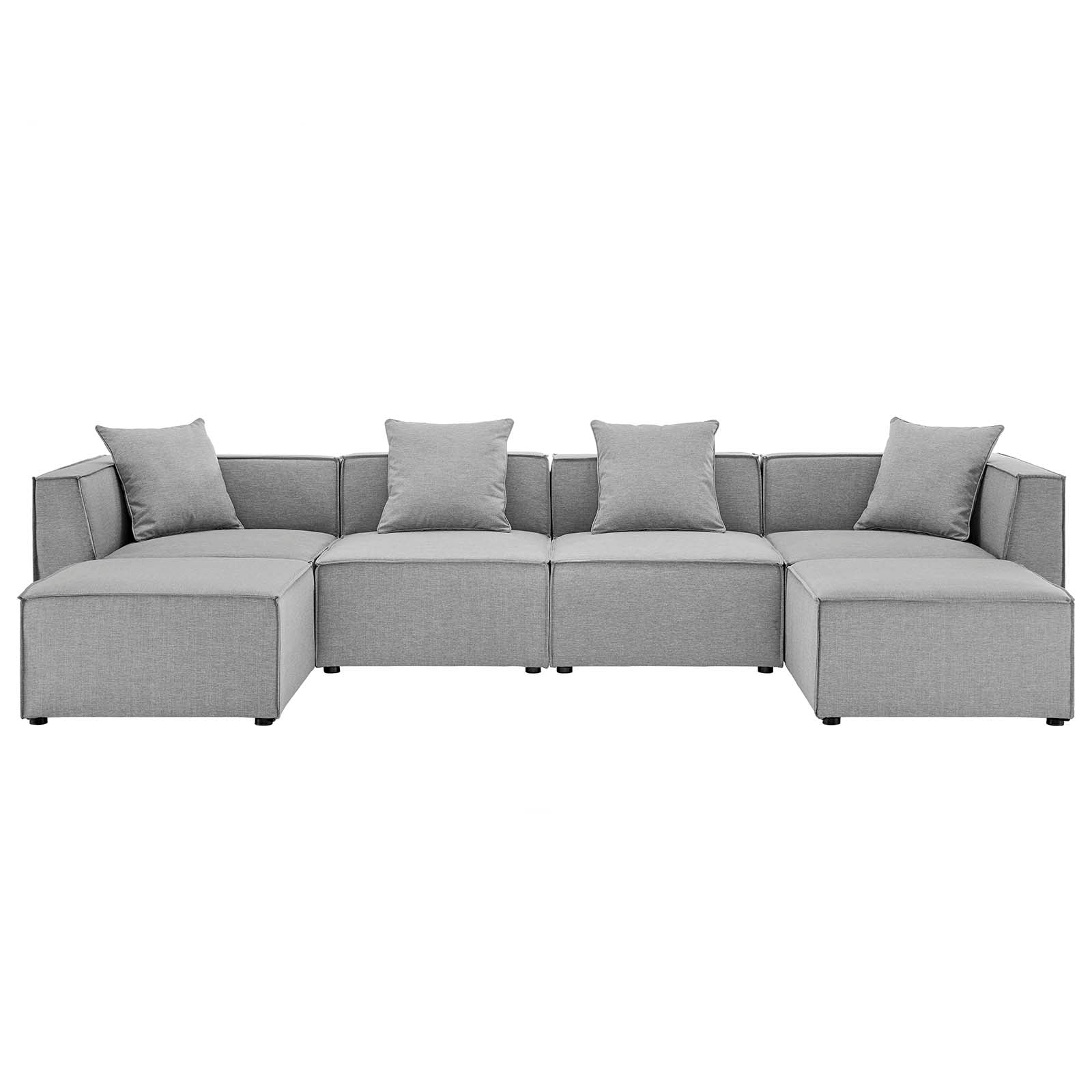 Modway Outdoor Sofas - Saybrook Outdoor Patio 6 Piece Sectional Sofa Gray