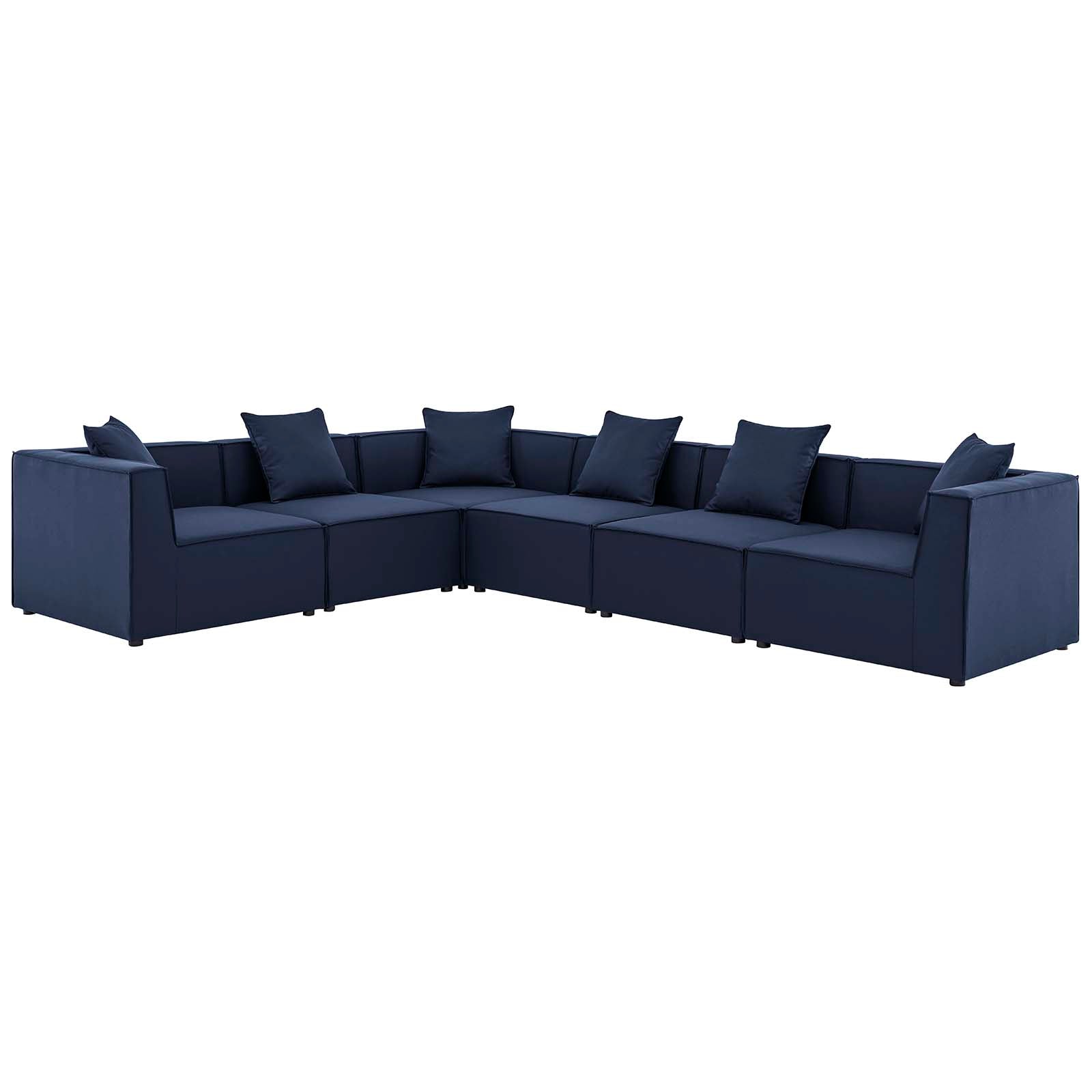 Modway Outdoor Sofas - Saybrook 138" Outdoor Patio Upholstered 6-Piece Sectional Sofa Navy