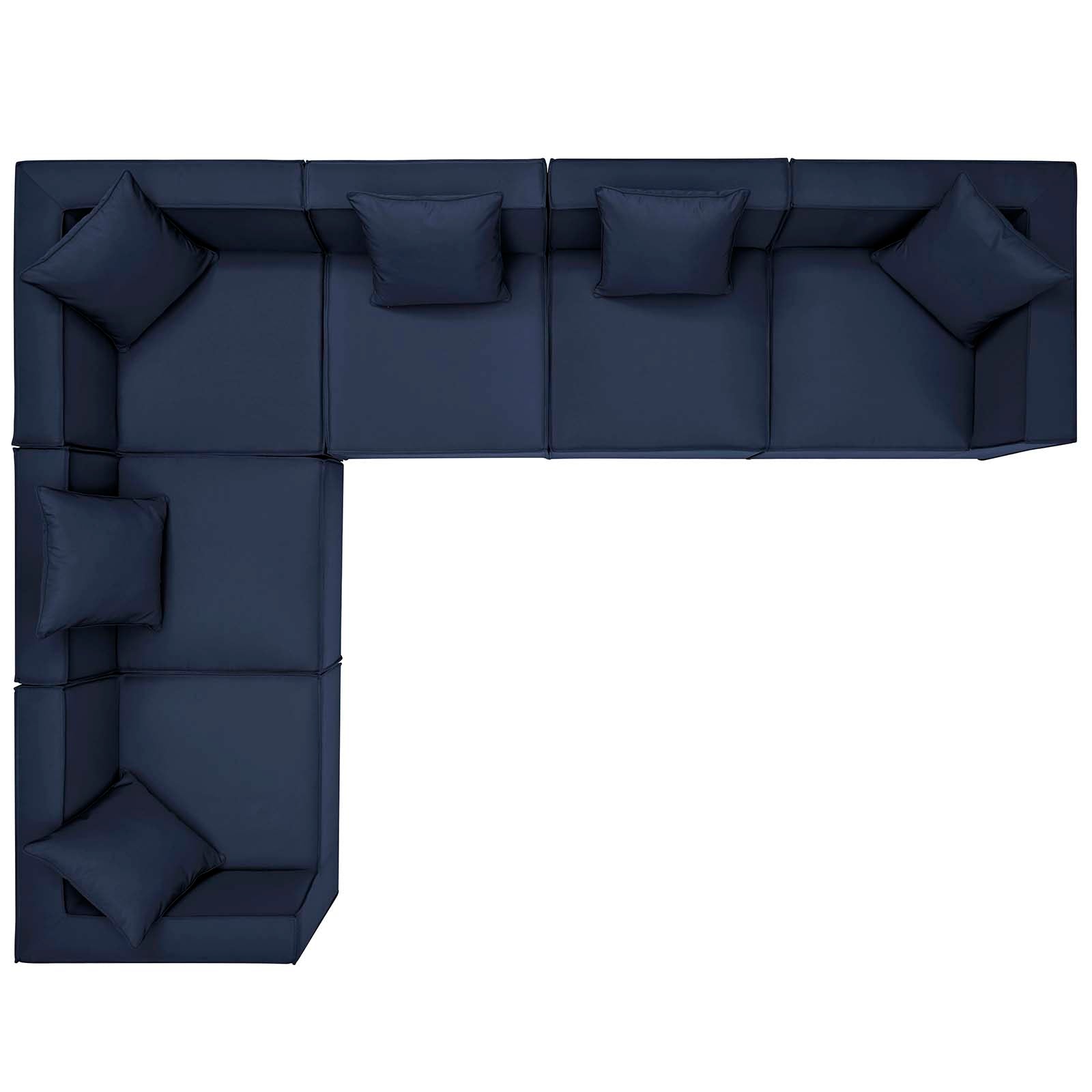 Modway Outdoor Sofas - Saybrook 138" Outdoor Patio Upholstered 6-Piece Sectional Sofa Navy