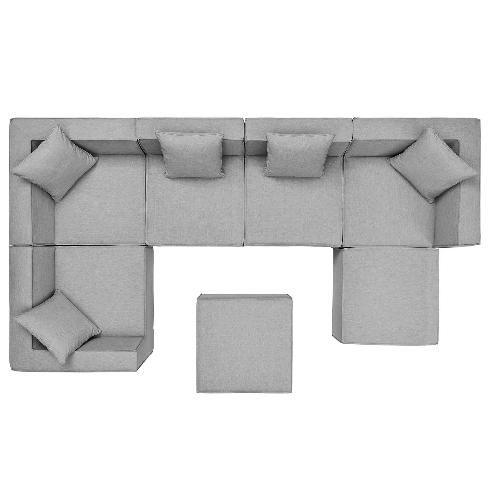 Modway Outdoor Sofas - Saybrook Outdoor Patio 7-Piece Sectional Sofa Gray