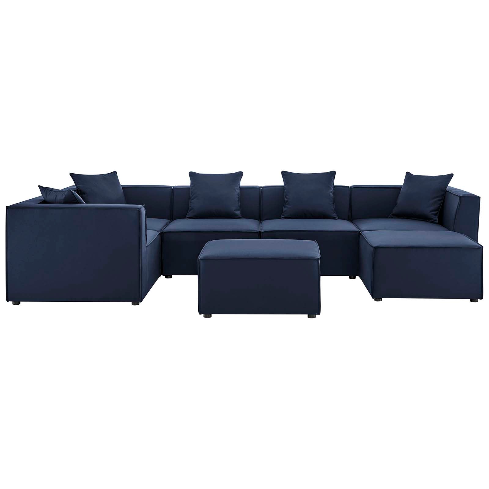Modway Outdoor Sofas - Saybrook Outdoor Patio Upholstered 7-Piece Sectional Sofa Navy
