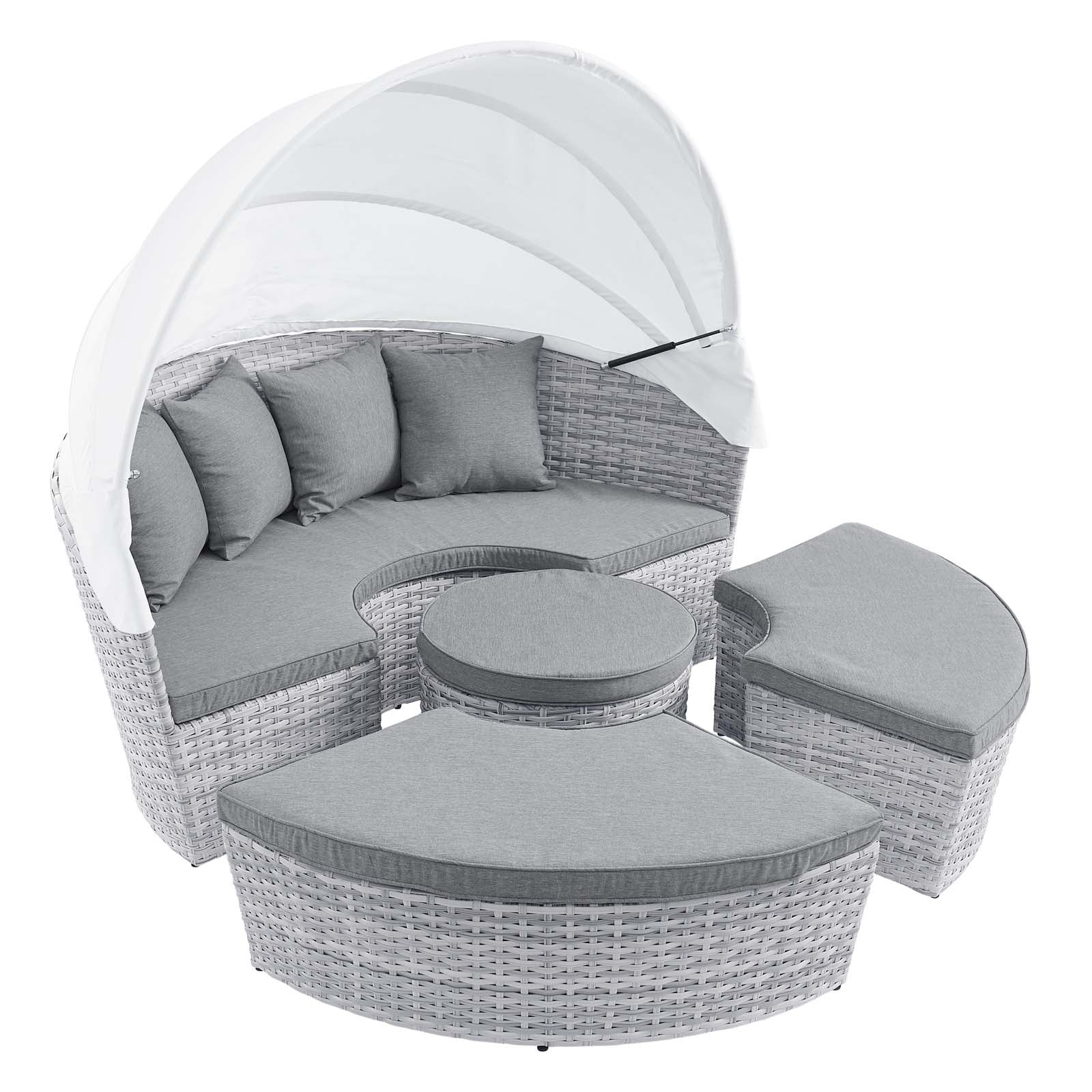 Modway Patio Daybeds - Scottsdale Canopy Outdoor Patio Daybed Light Gray