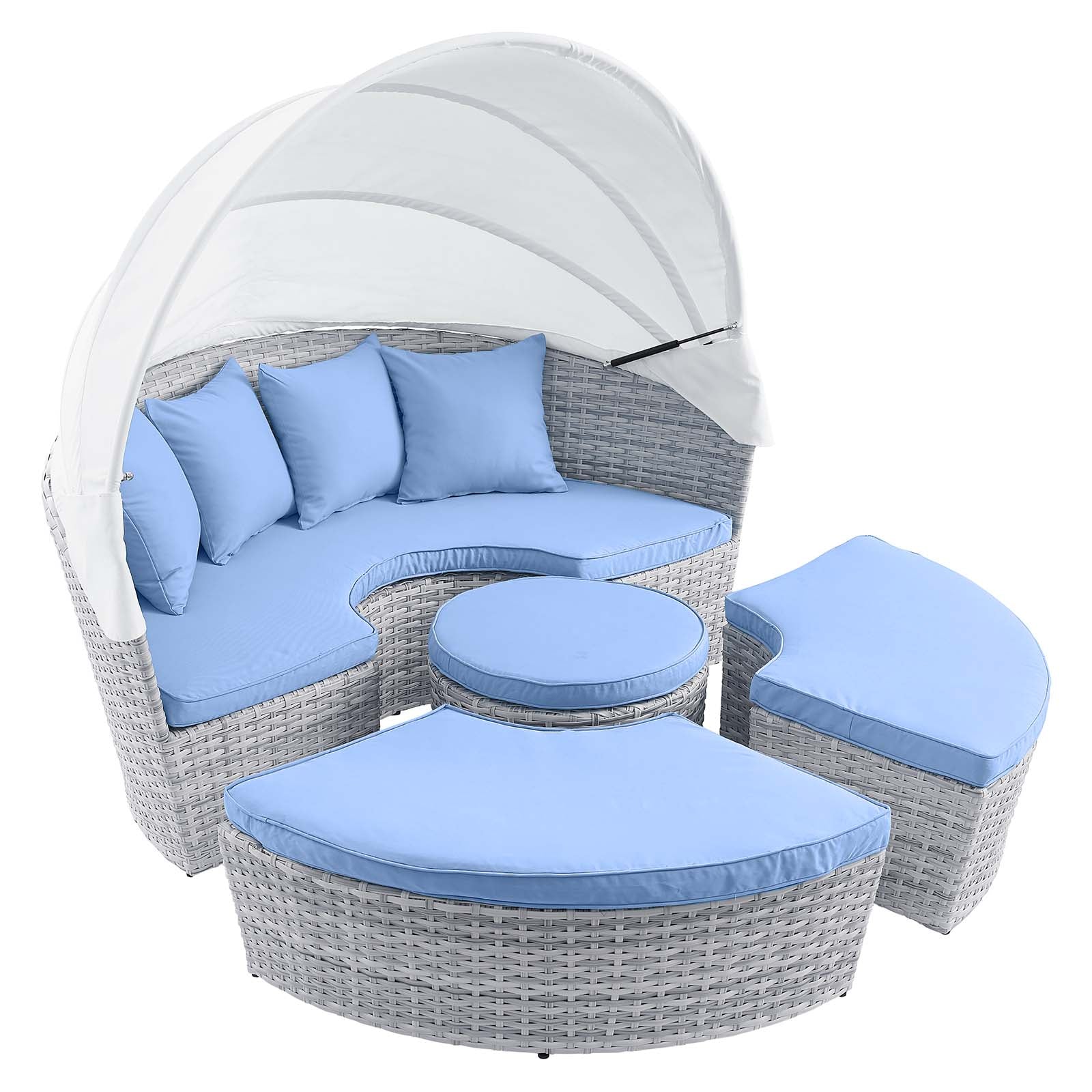 Modway Patio Daybeds - Scottsdale Canopy Outdoor Patio Daybed Light Gray Light Blue