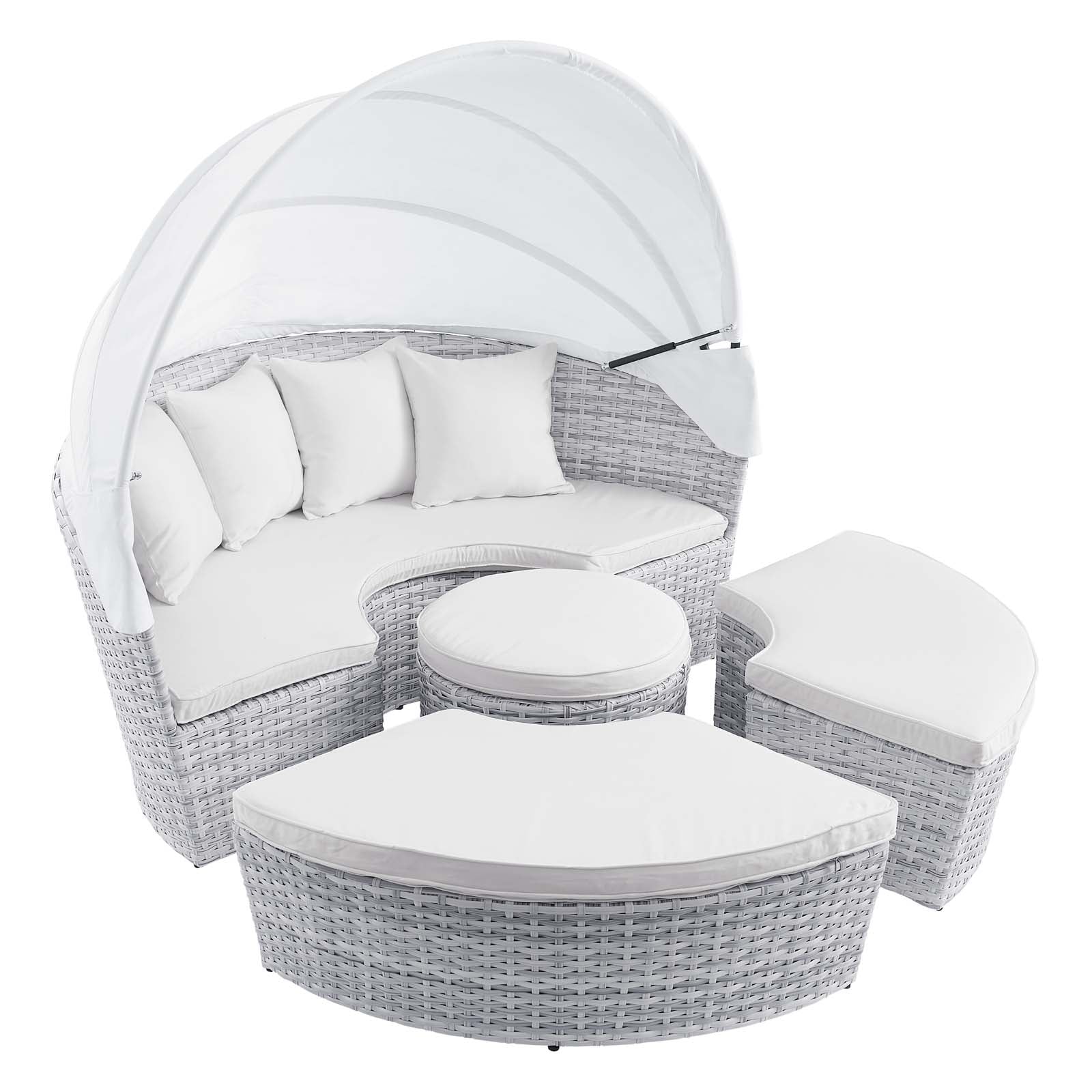 Modway Patio Daybeds - Scottsdale Canopy Outdoor Patio Daybed Light Gray White