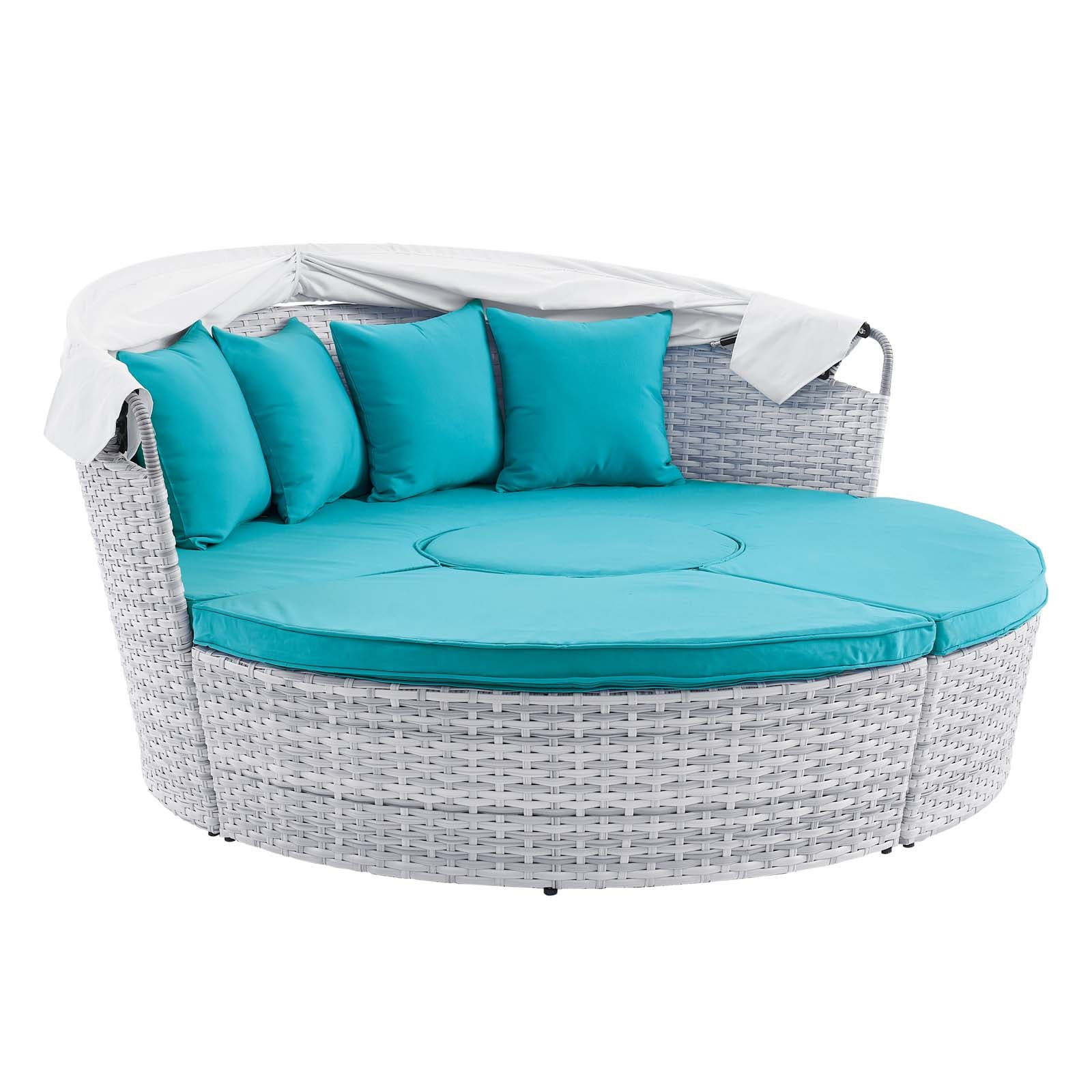 Modway Patio Daybeds - Scottsdale Canopy Sunbrella Outdoor Patio Daybed Light Gray Aruba