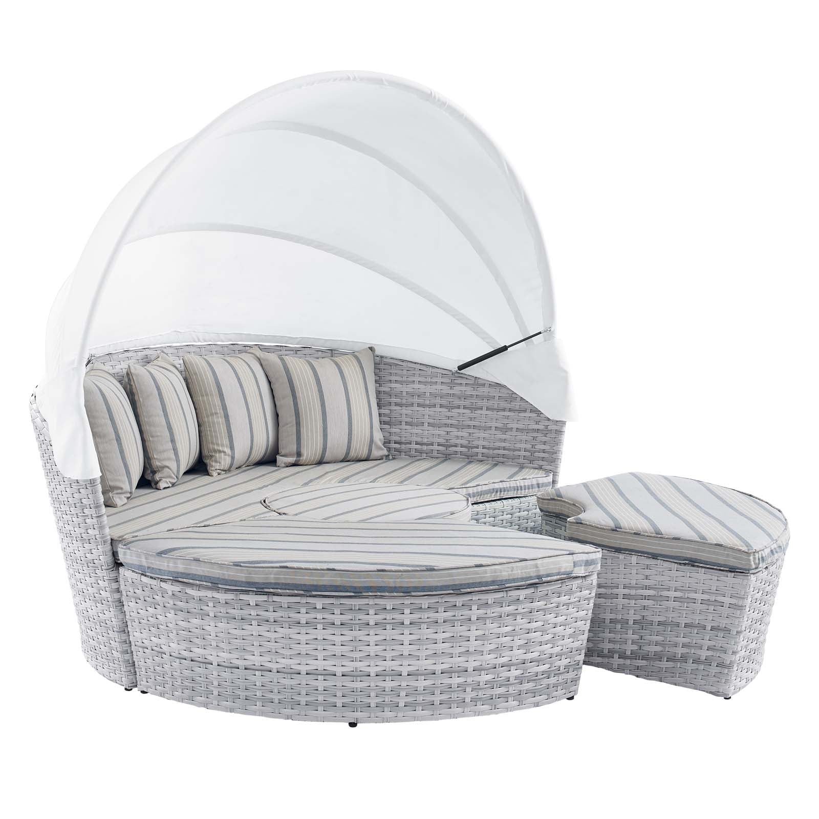 Modway Patio Daybeds - Scottsdale Canopy Sunbrella Outdoor Patio Daybed Light Gray Pebble