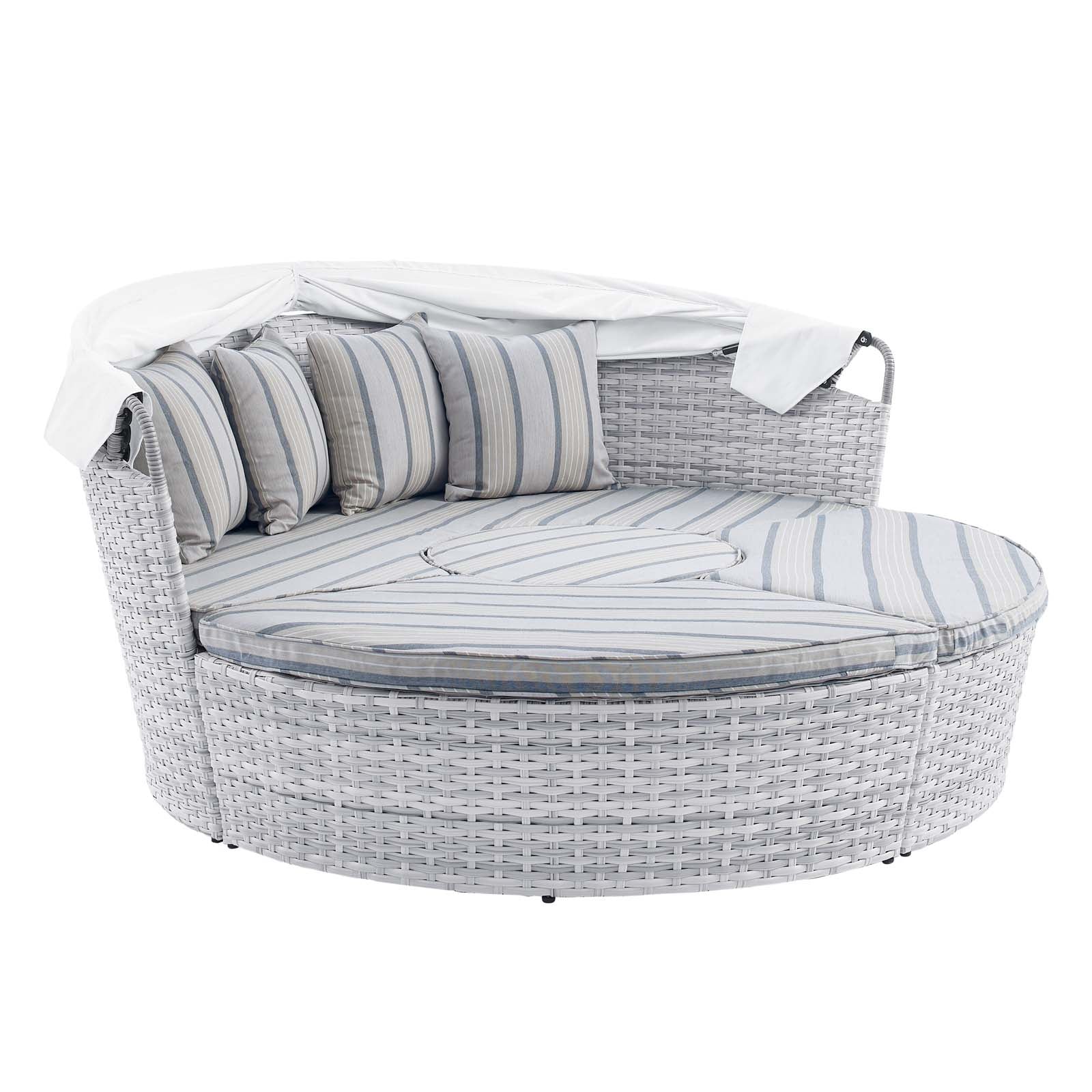 Modway Patio Daybeds - Scottsdale Canopy Sunbrella Outdoor Patio Daybed Light Gray Pebble