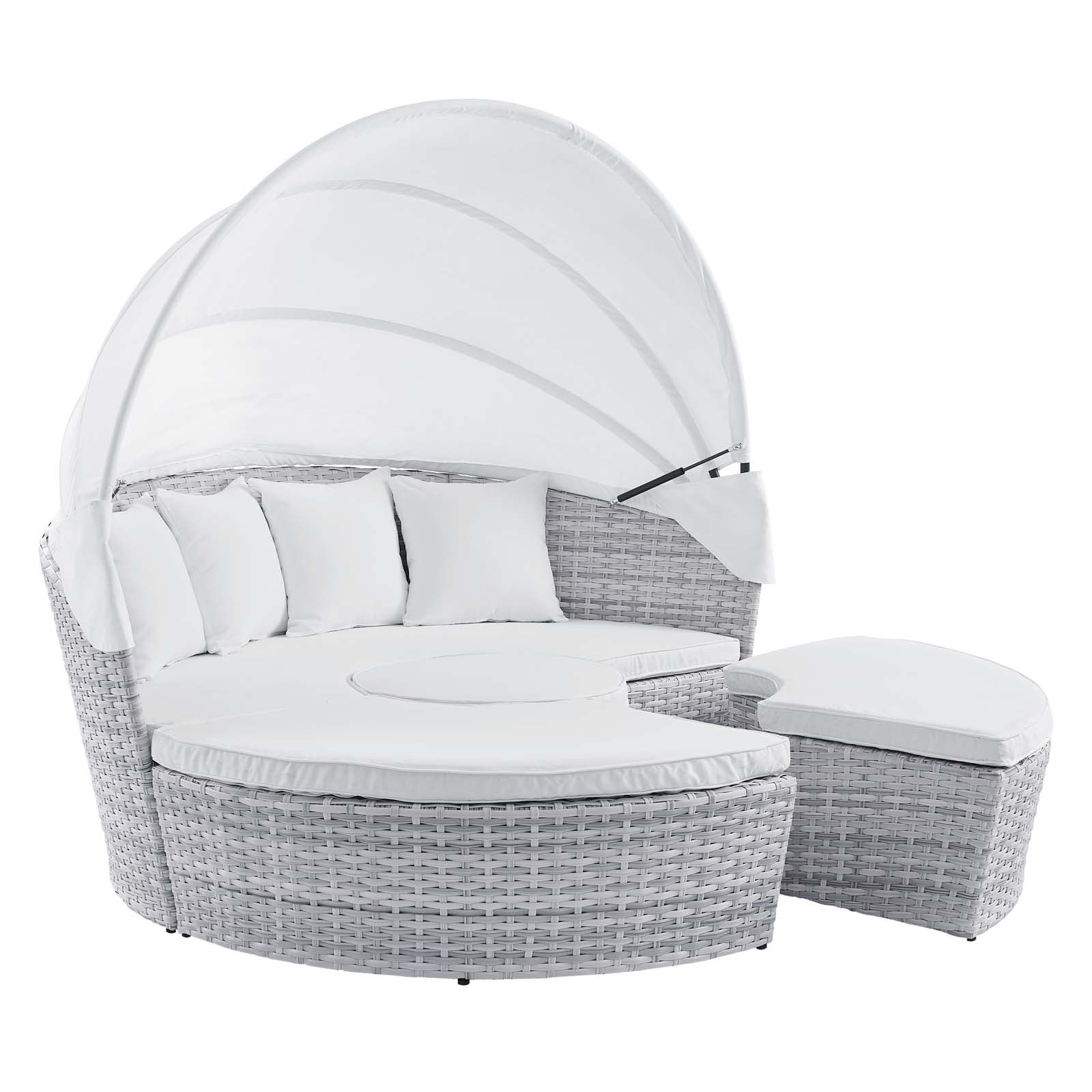 Modway Patio Daybeds - Scottsdale Canopy Sunbrella Outdoor Patio Daybed Light Gray White