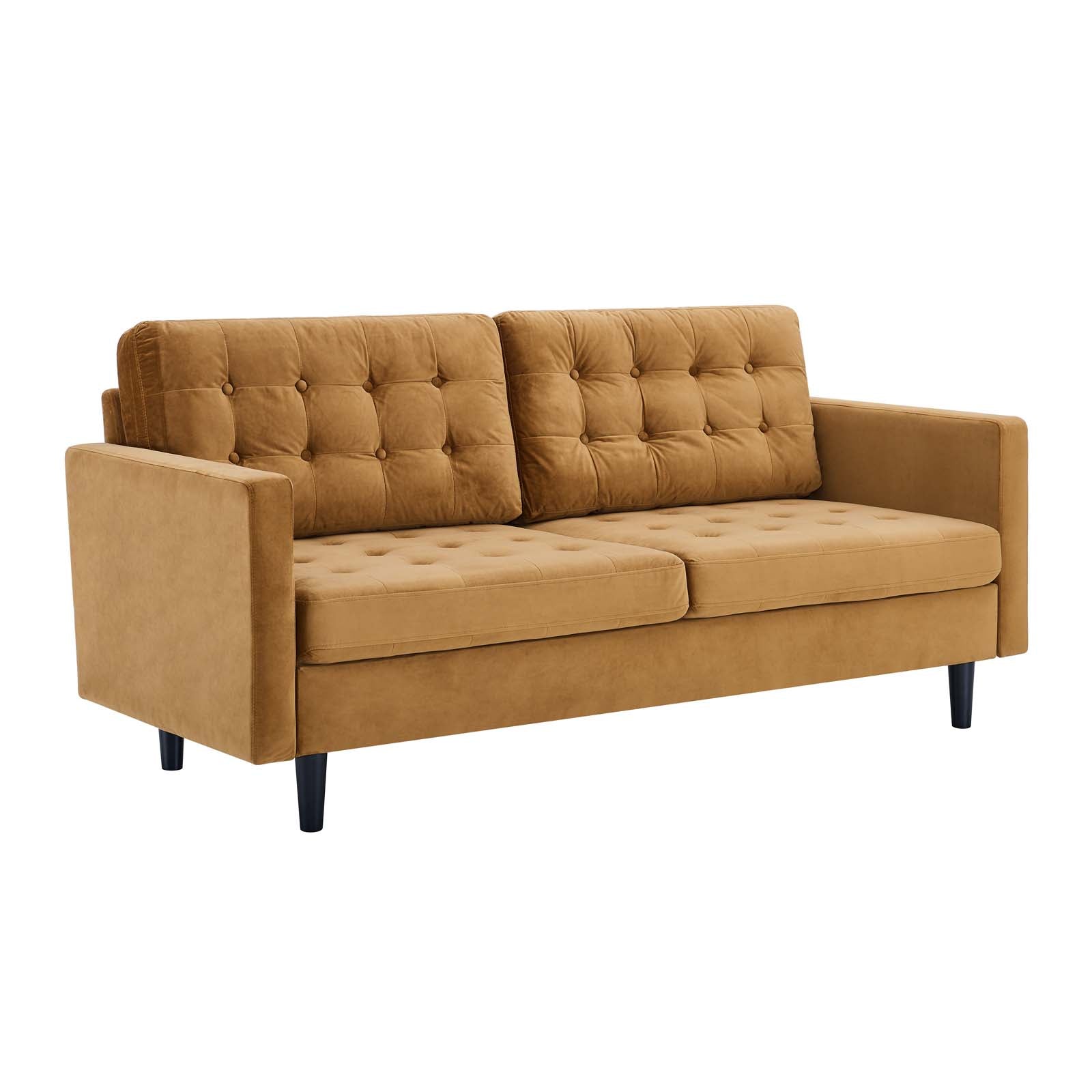 Modway Sofas & Couches - Exalt Tufted Performance Velvet Sofa Cognac