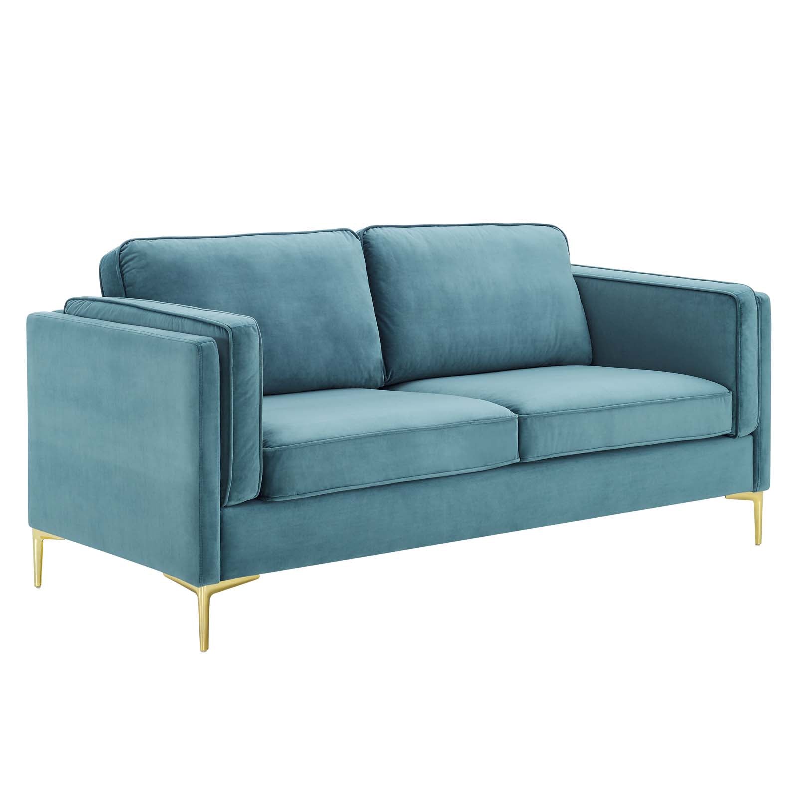 Modway Sofas & Couches - Kaiya Performance Velvet Sofa Sea Blue