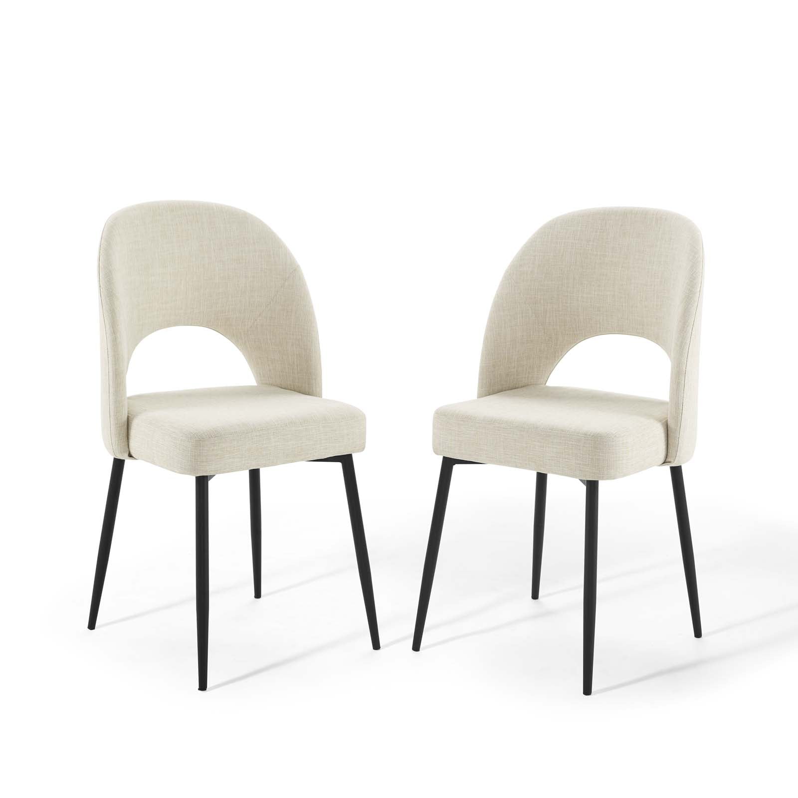 Modway Dining Chairs - Rouse Dining Side Chair Upholstered Fabric Set of 2 Black Beige