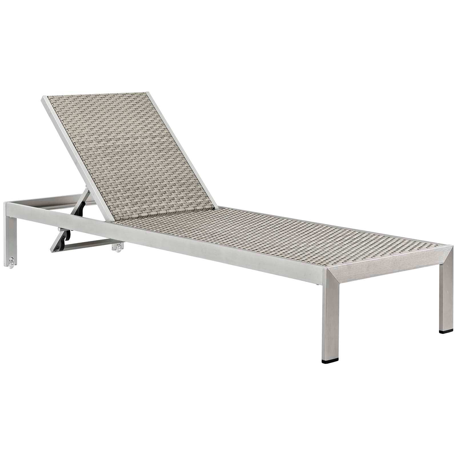 Modway Outdoor Loungers - Shore Outdoor Patio 12"-37.5" Chaise Silver Peridot