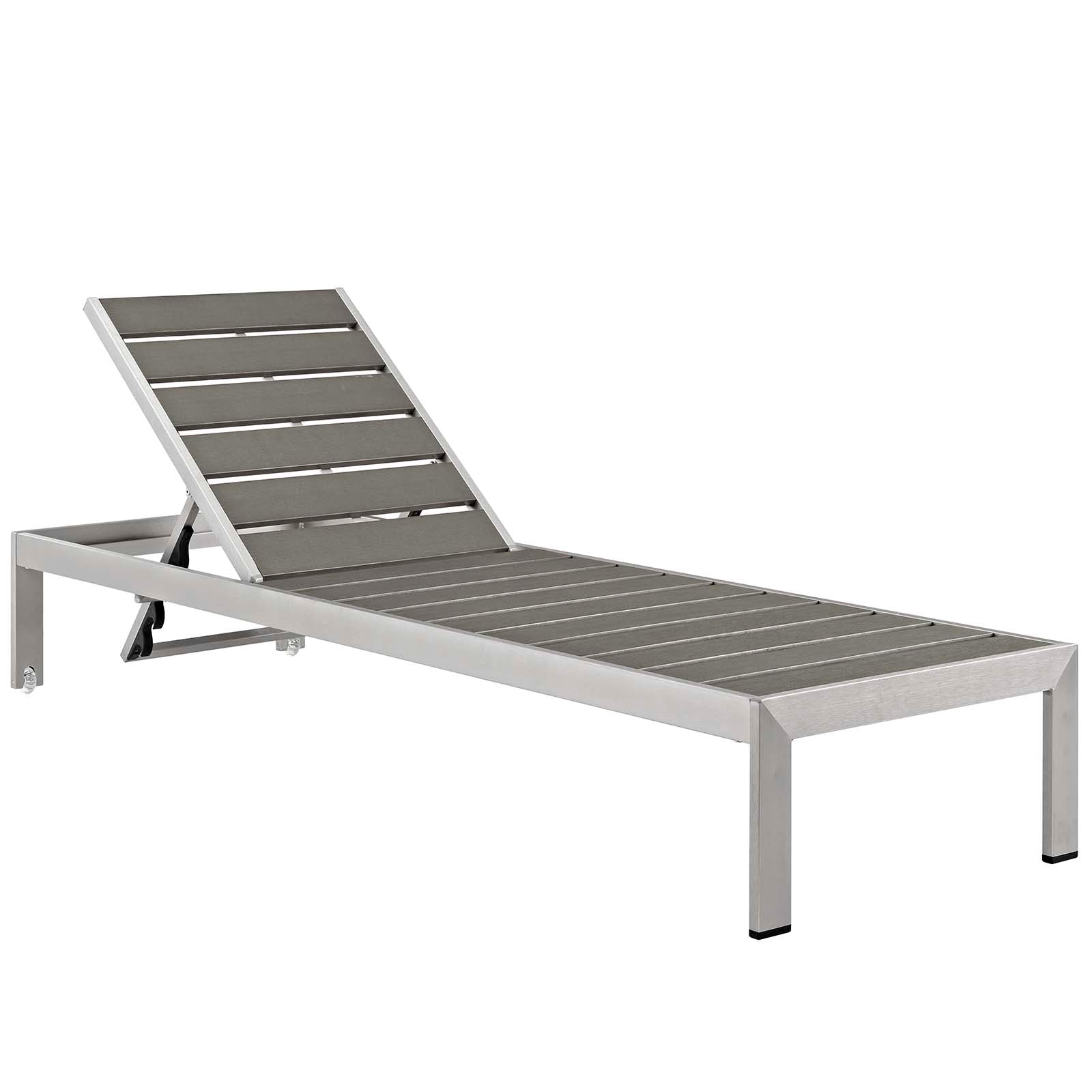 Modway Outdoor Loungers - Shore Outdoor Patio 25' Aluminum Chaise with Cushions Silver Navy