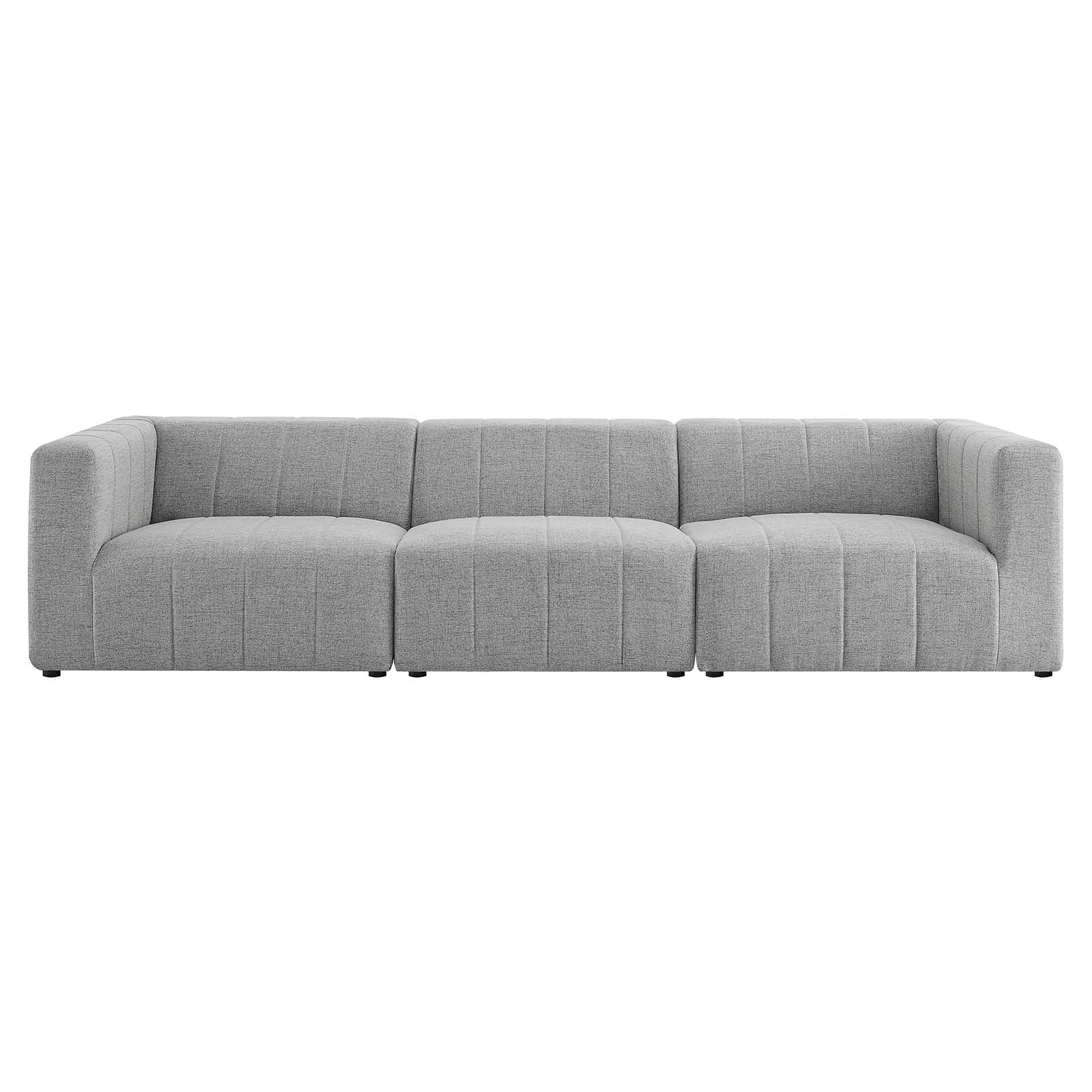 Modway Sofas & Couches - Bartlett Upholstered Fabric 3-Piece Sofa Light Gray