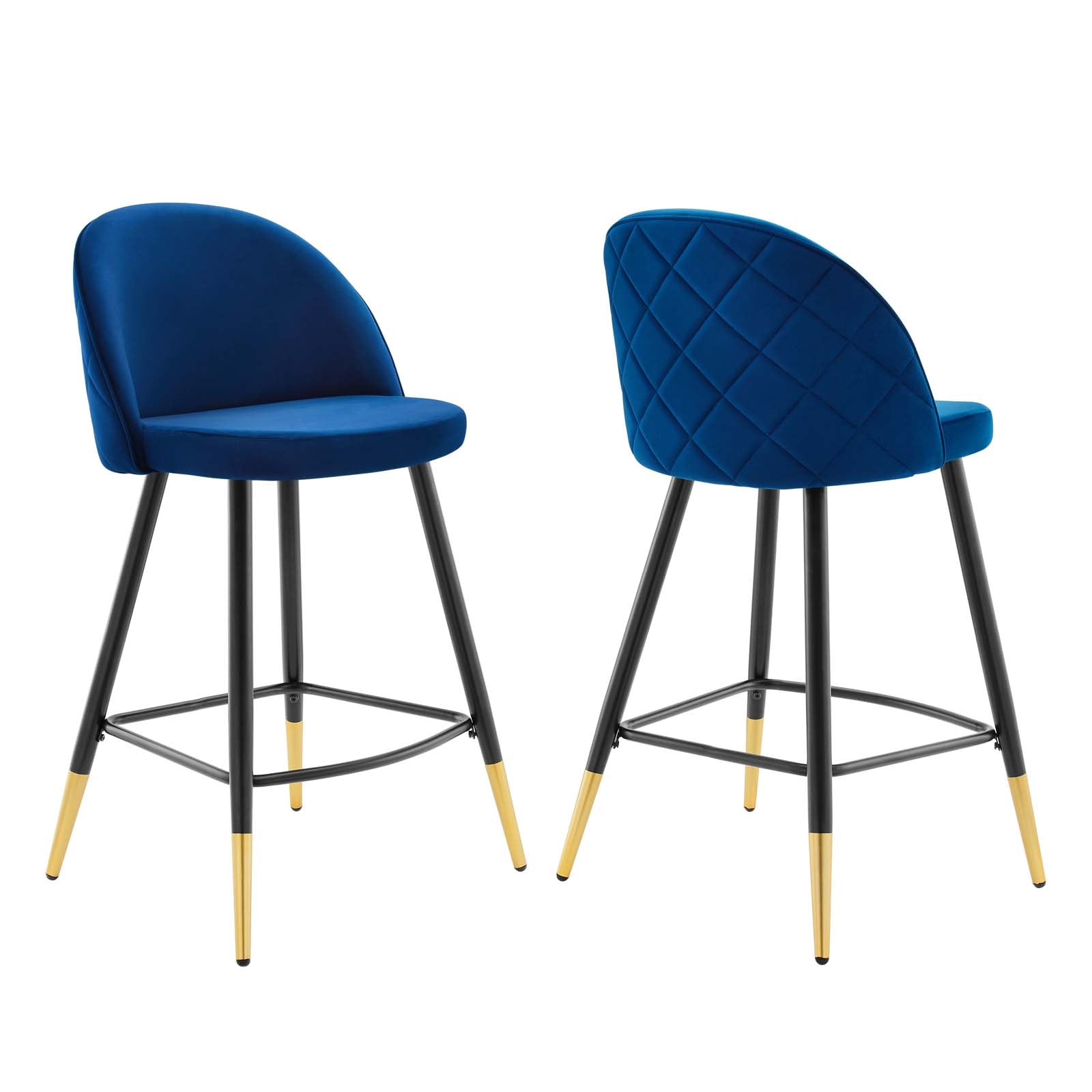 Modway Barstools - Cordial Performance Velvet Counter Stools - Set of 2 Navy