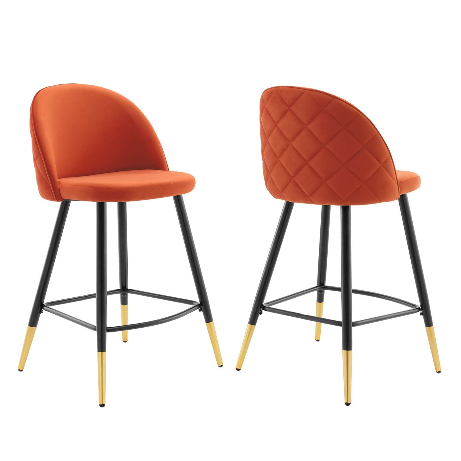 Orange plastic bar offers stools