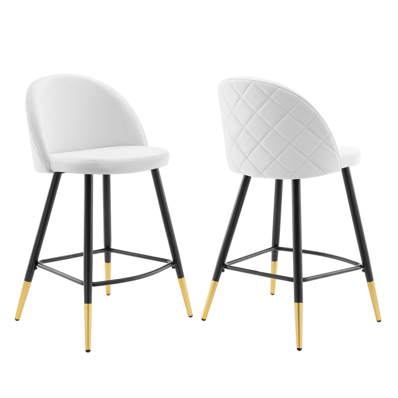 Modway Barstools - Cordial Performance Velvet Counter Stools - Set of 2 White