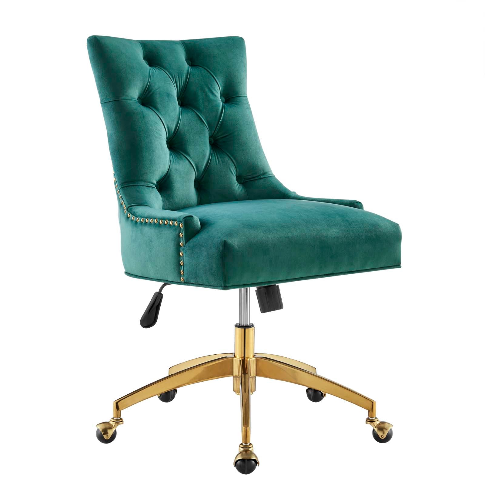 Modway Task Chairs - Regent Tufted Performance Velvet Office Chair Gold Teal