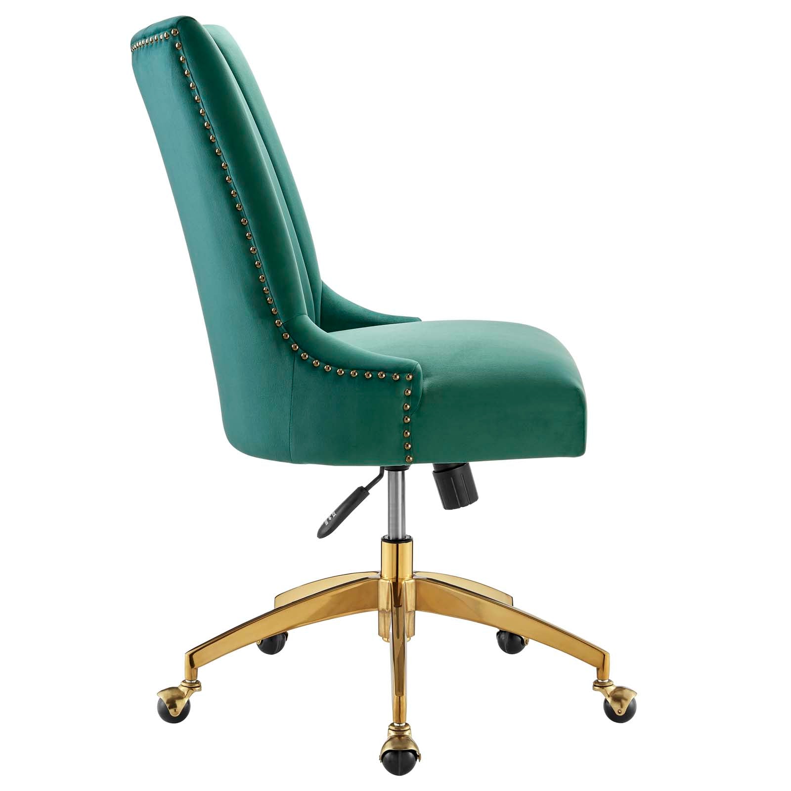 Modway Task Chairs - Empower Channel Tufted Performance Velvet Office Chair Gold Teal