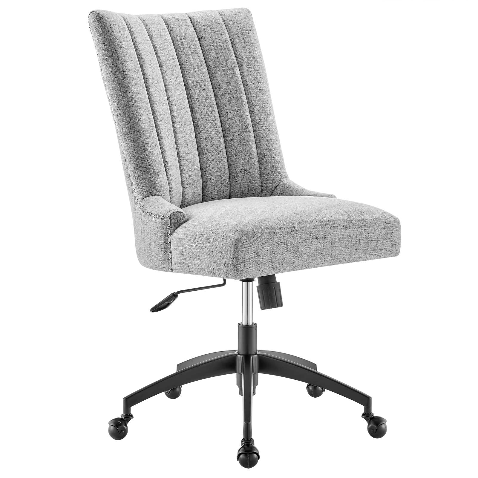 Modway Task Chairs - Empower Channel Tufted Fabric Office Chair Black Light Gray