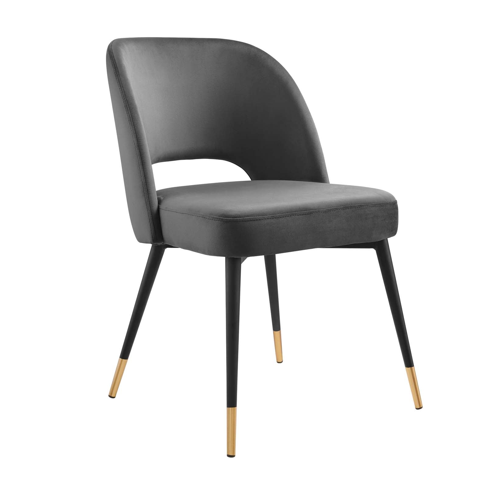 Modway Dining Chairs - Rouse Performance Velvet Dining Side Chairs - Charcoal (Set of 2)