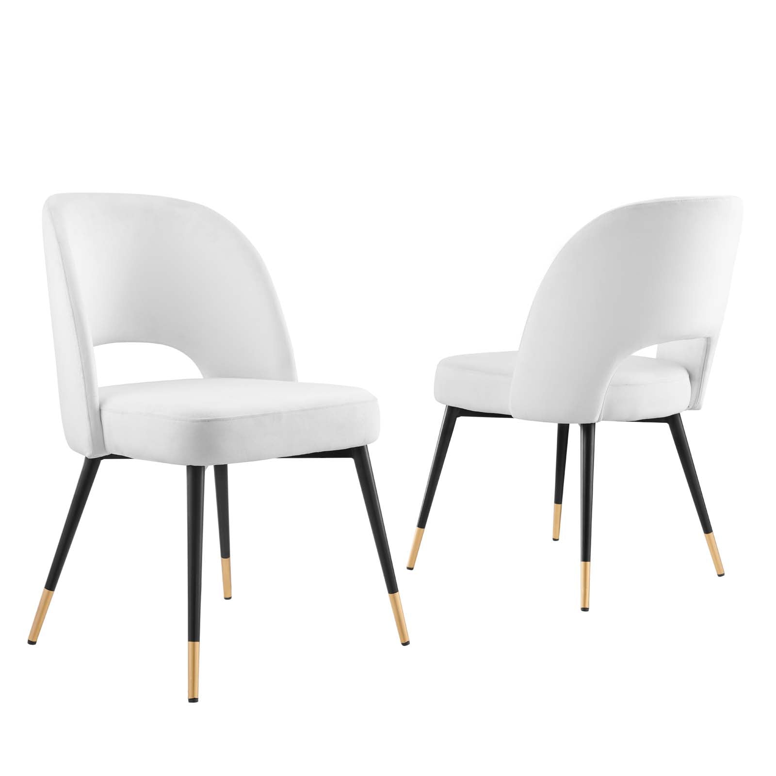 Modway Dining Chairs - Rouse Performance Velvet Dining Side Chairs - White (Set of 2)